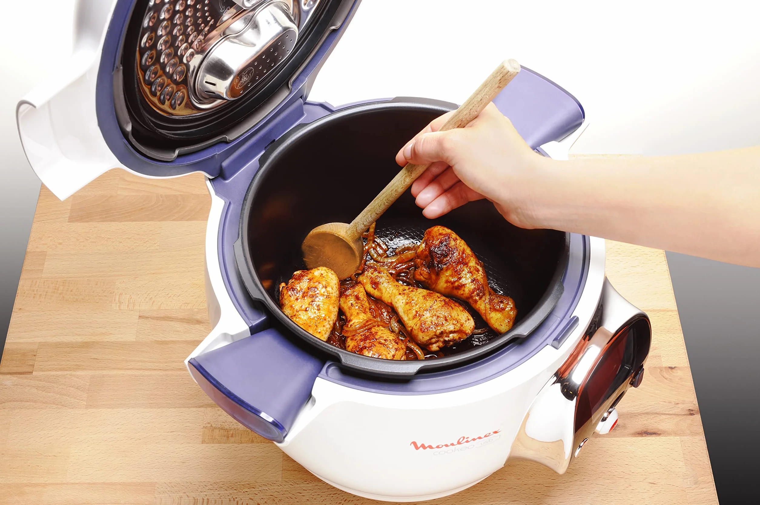 Moulinex Cookeo Multicuiseur intelligent, 6 L, 1200 W, 100 recettes préprogrammées, Jusqu'à 6 personnes, 6 modes de cuisson, Guide pas à pas, Facile à utiliser CE704110