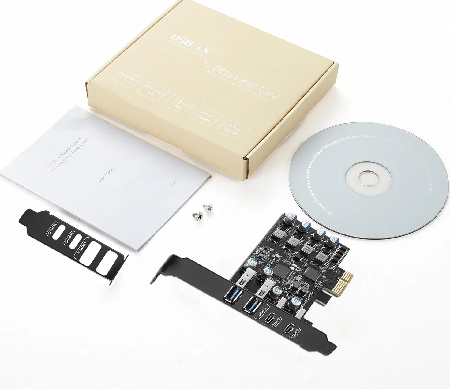 Karta PCIe USB z Power Delivery 25W, karta rozszerzeń PCI Express na USB 3.0 4 porty (2 x Type A + 2 x Type C), szybkie ładowanie z uchwytem Low Profile dla komputera stacjonarnego