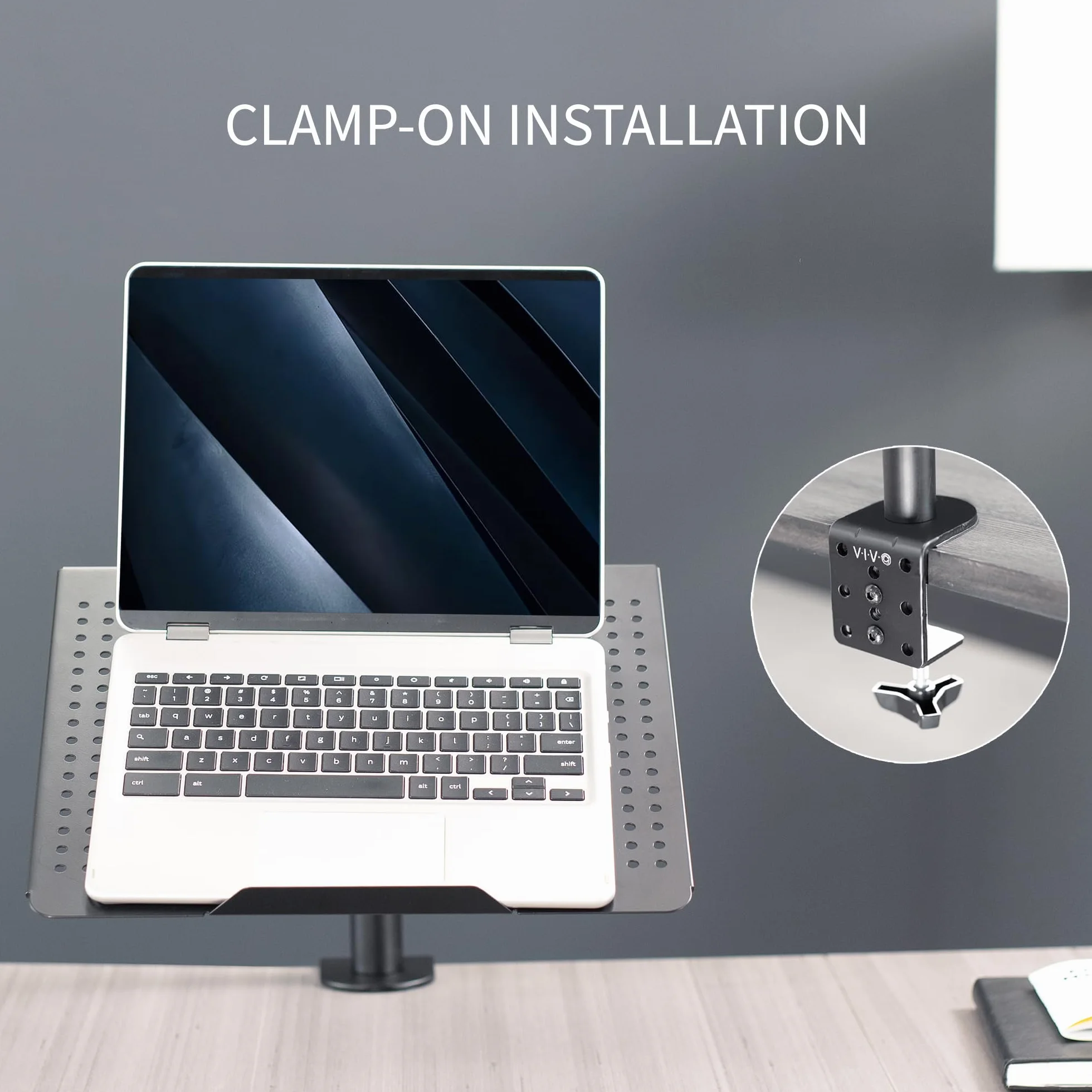 VIVO Pojedynczy stojak na biurko na laptopa - w pełni regulowane przedłużenie z zaciskiem C (STAND-V001L)