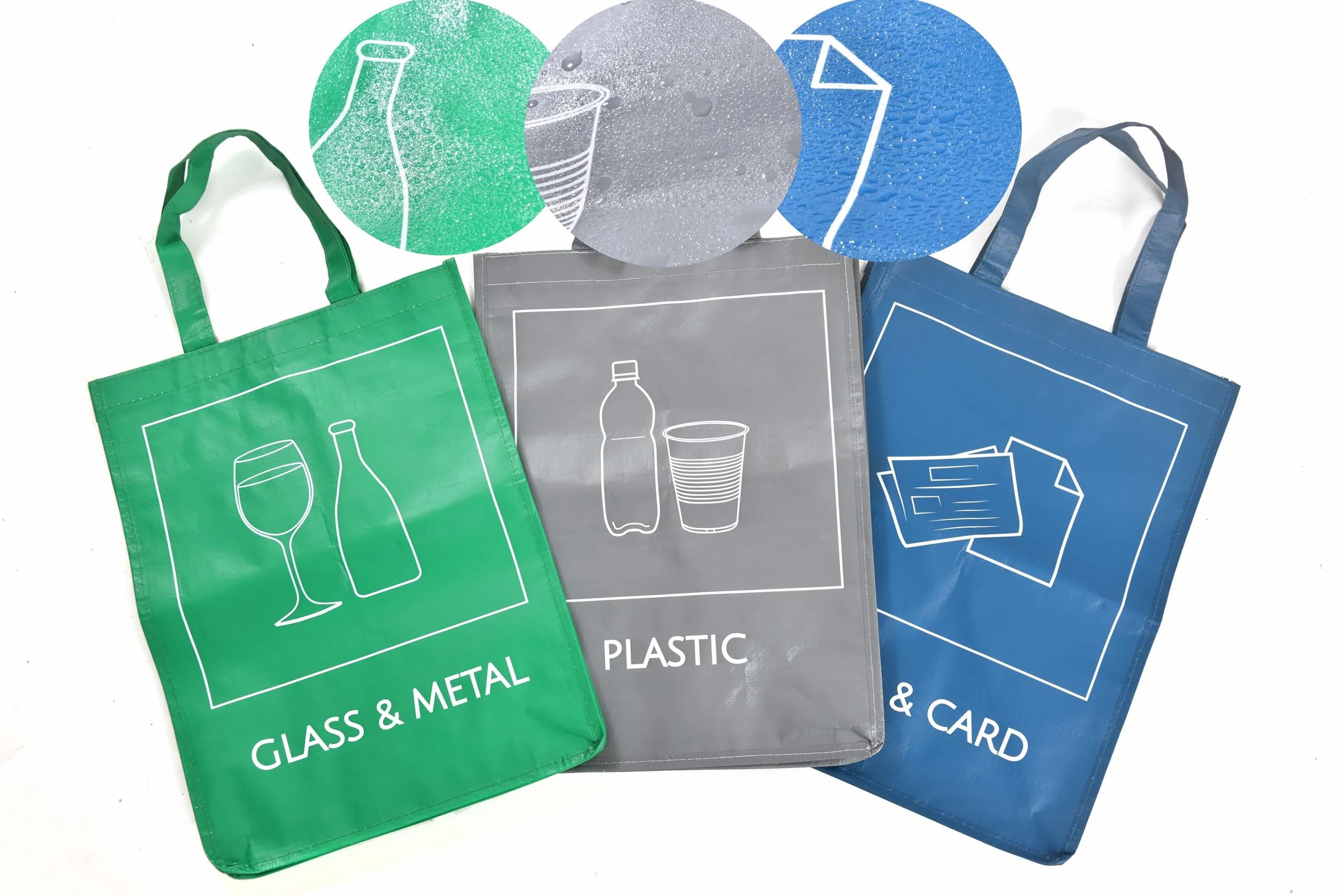 Sacs de tri sélectif réutilisables pack de 3, organisateur de tri, poubelles de recyclage étanches