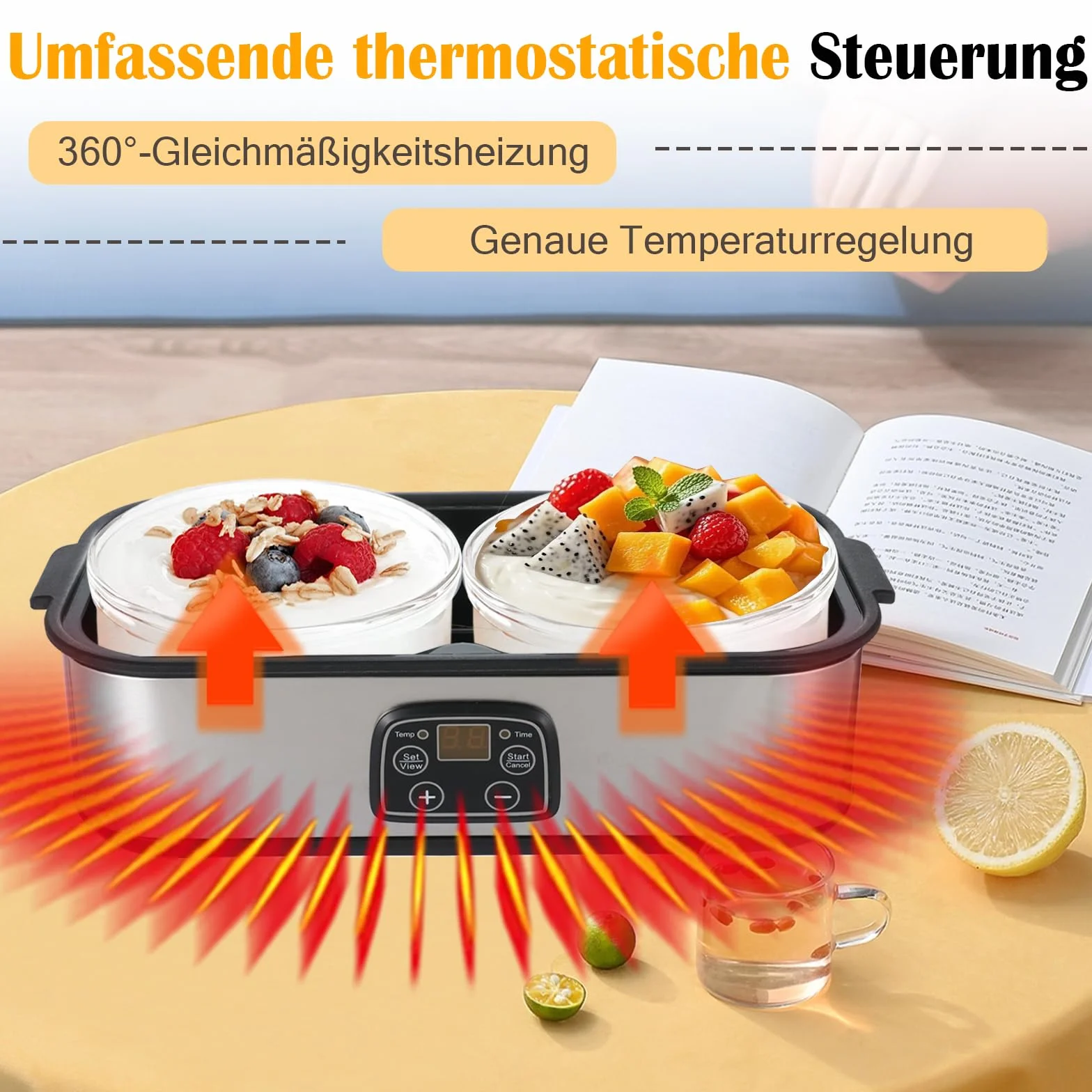 Yaourtière 2 litres Machine à yaourt numérique automatique avec 2 verres, yaourtière avec minuterie et contrôle de la température, yaourtière pour yaourt grec, fromage, natto, vin de riz, argent, 2 l