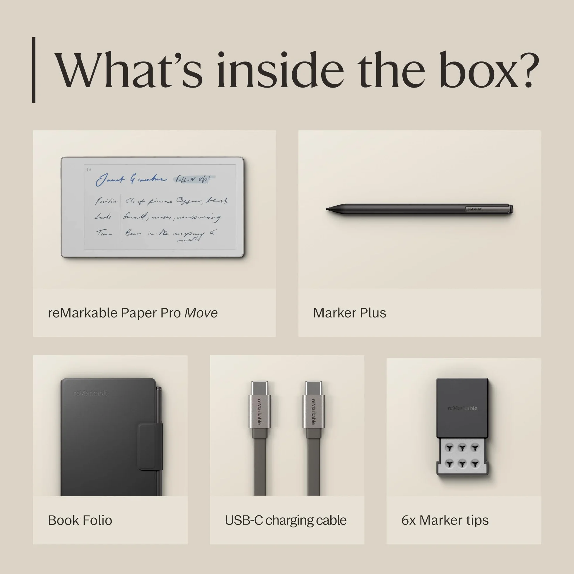 reMarkable Zestaw Luxury reMarkable Paper Pro Move | Tablet E-Ink - Wyświetlacz Kolorowy 7,3" + Rysik Marker Plus ze Zintegrowaną Gumką + Etui Book Folio Skórzane Czarne