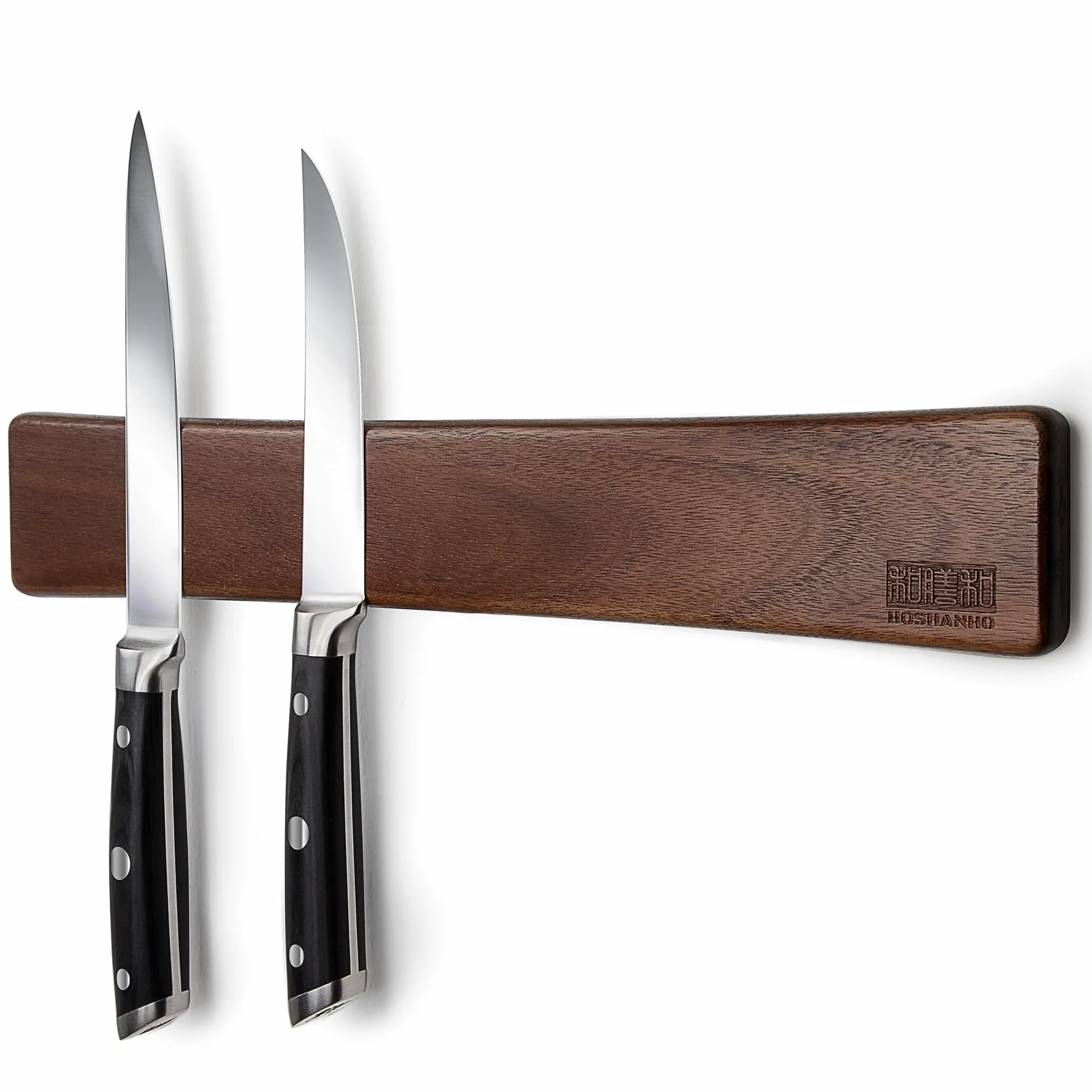 HOSHANHO Porte Couteaux Aimanté en Bois 40cm Barre Magnétique pour Couteaux Ustensiles et Outils