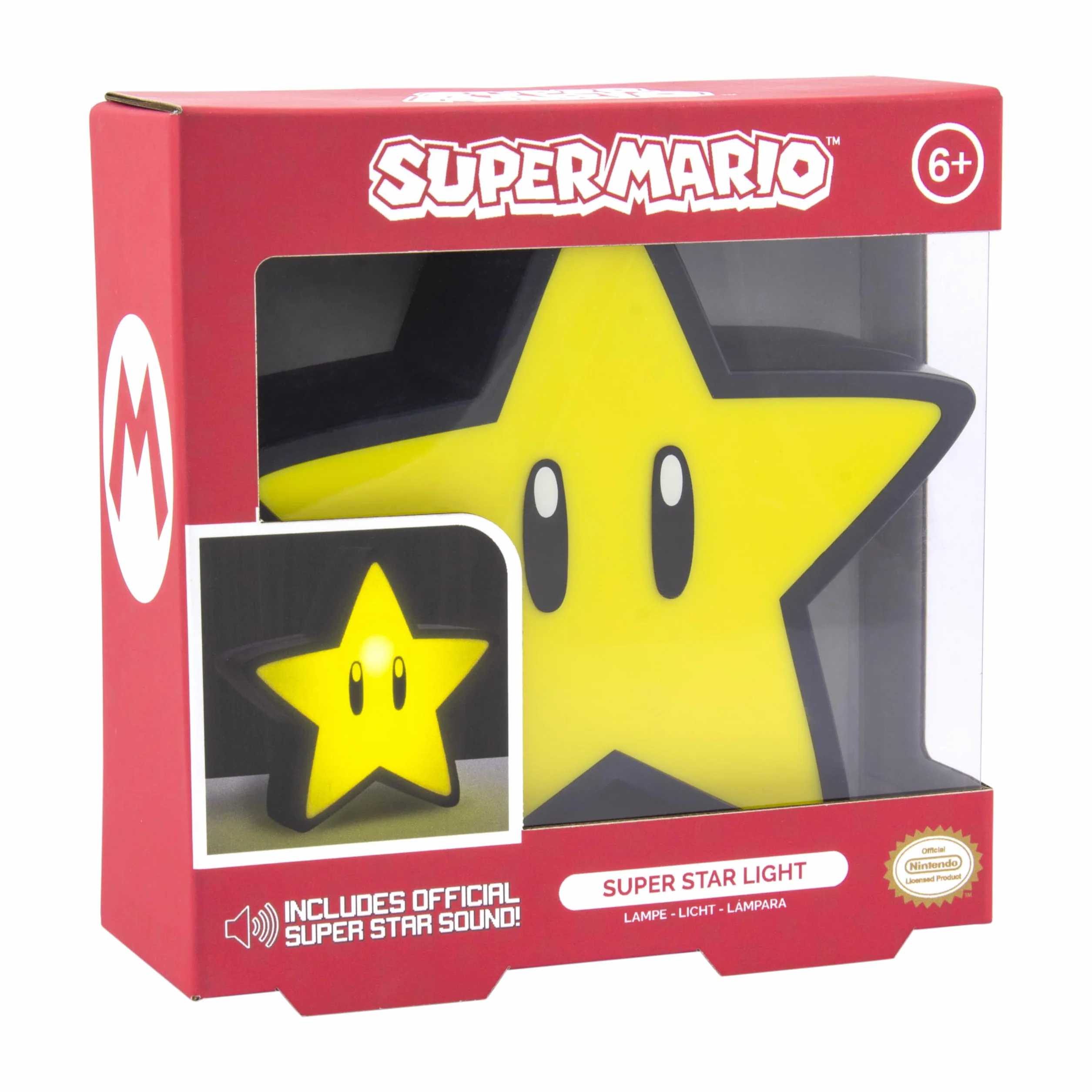 Paladone Super Mario Super Star Lamp with Sound - Officielle Nintendo, Lampe Originale pour Chambre de Gamer