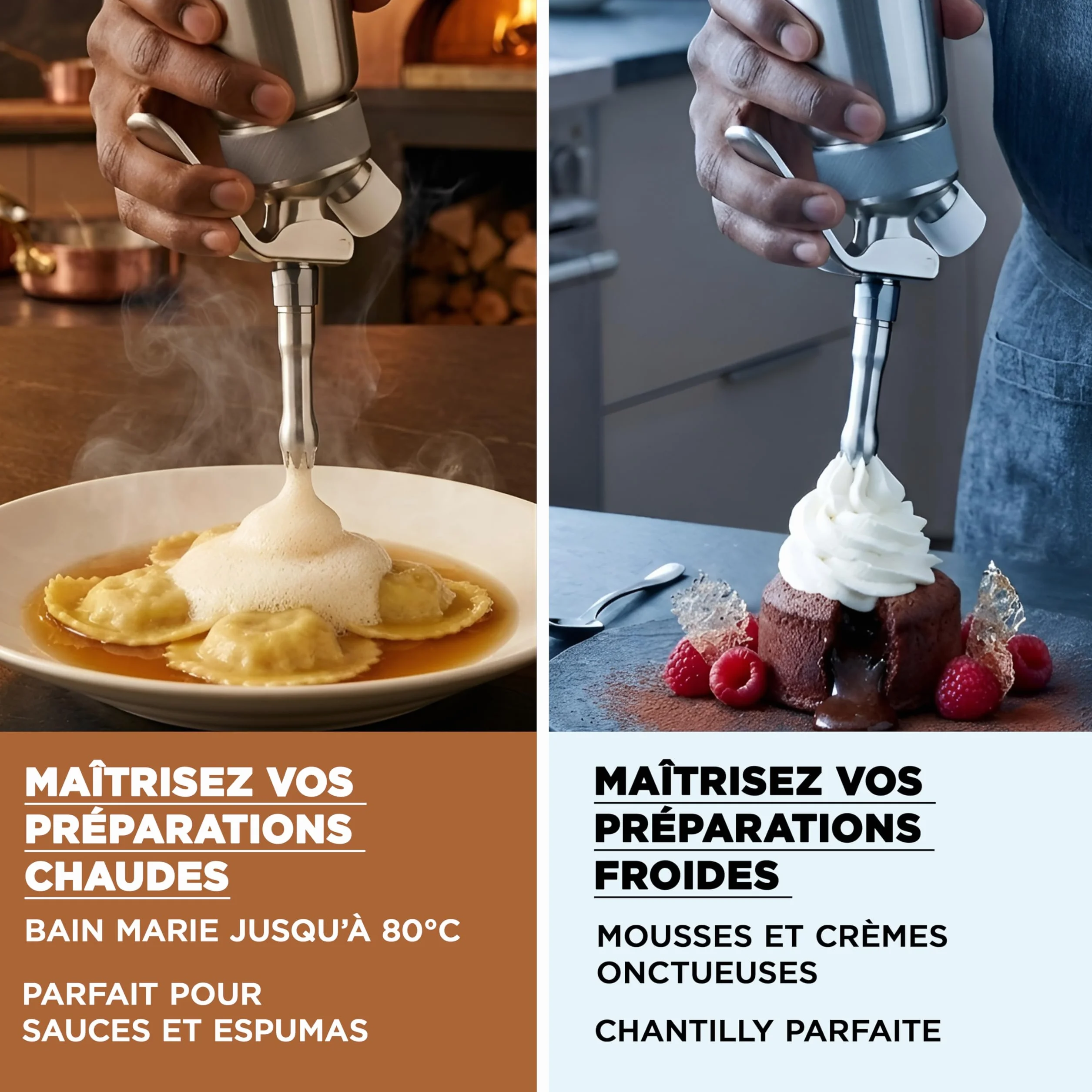 Mastrad Siphon Professionnel 0,5 L Inox Ultra Résistant Sauces Crèmes Chantilly Mousses