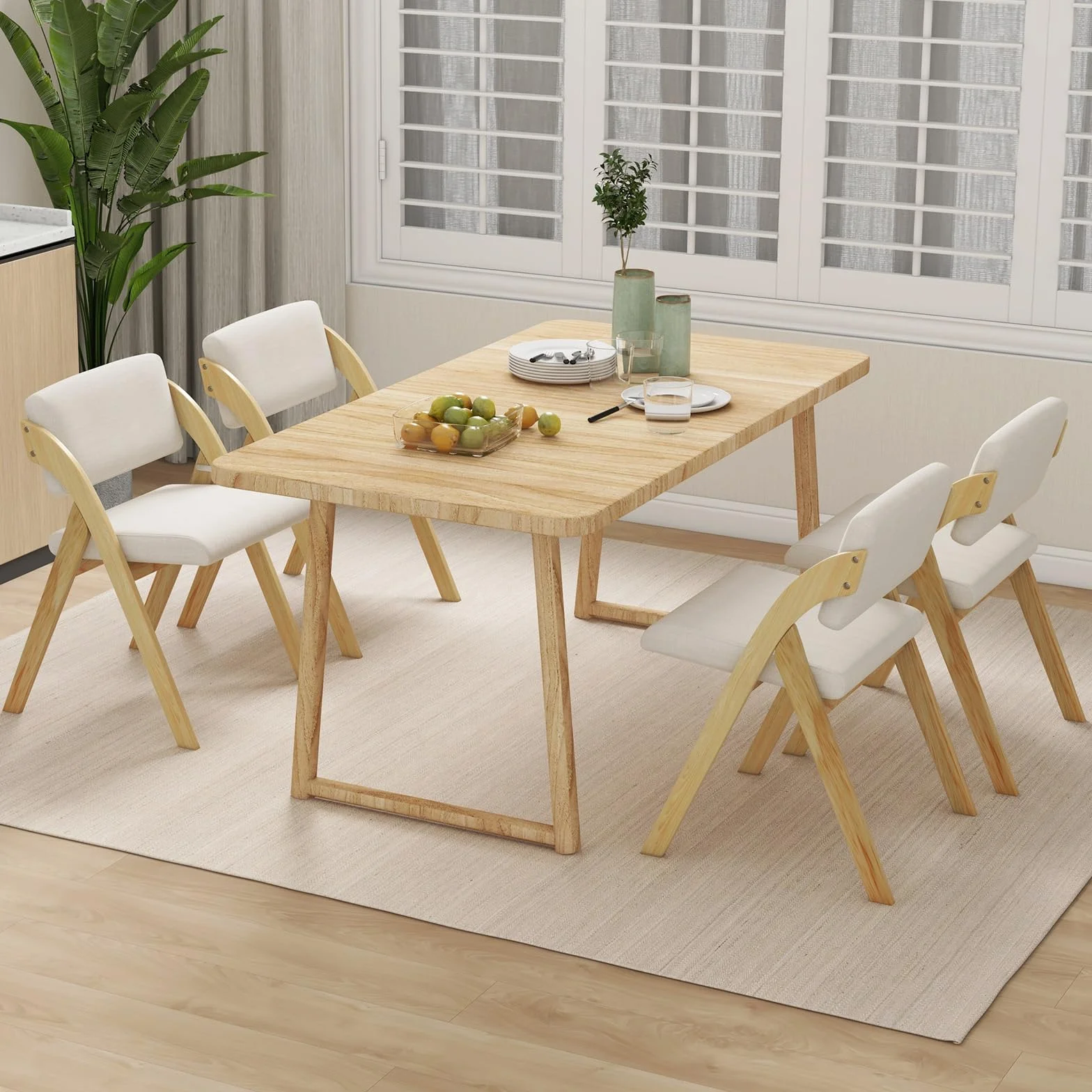 COSTWAY Lot de 2 Chaise Pliante, Chaise de Cuisine Pliable avec Pieds en Bois de Caoutchouc, Siège et Dossier Rembourrés, sans Montage (Naturel Beige)