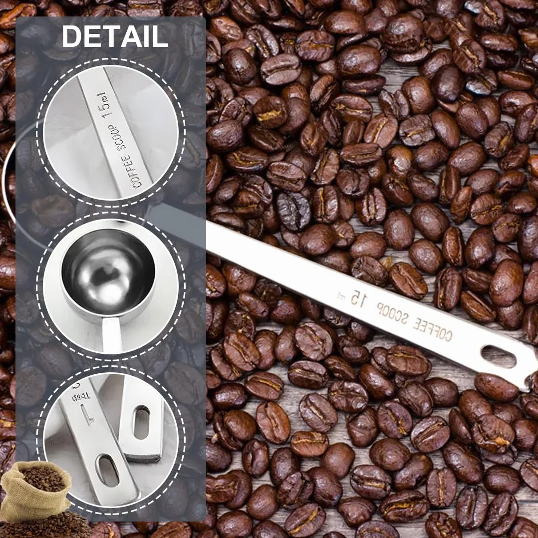 Cuillère Doseuse 15ml 4 Pièces Acier Inoxydable pour Café Moulu, Épices, Poudres, Liquides