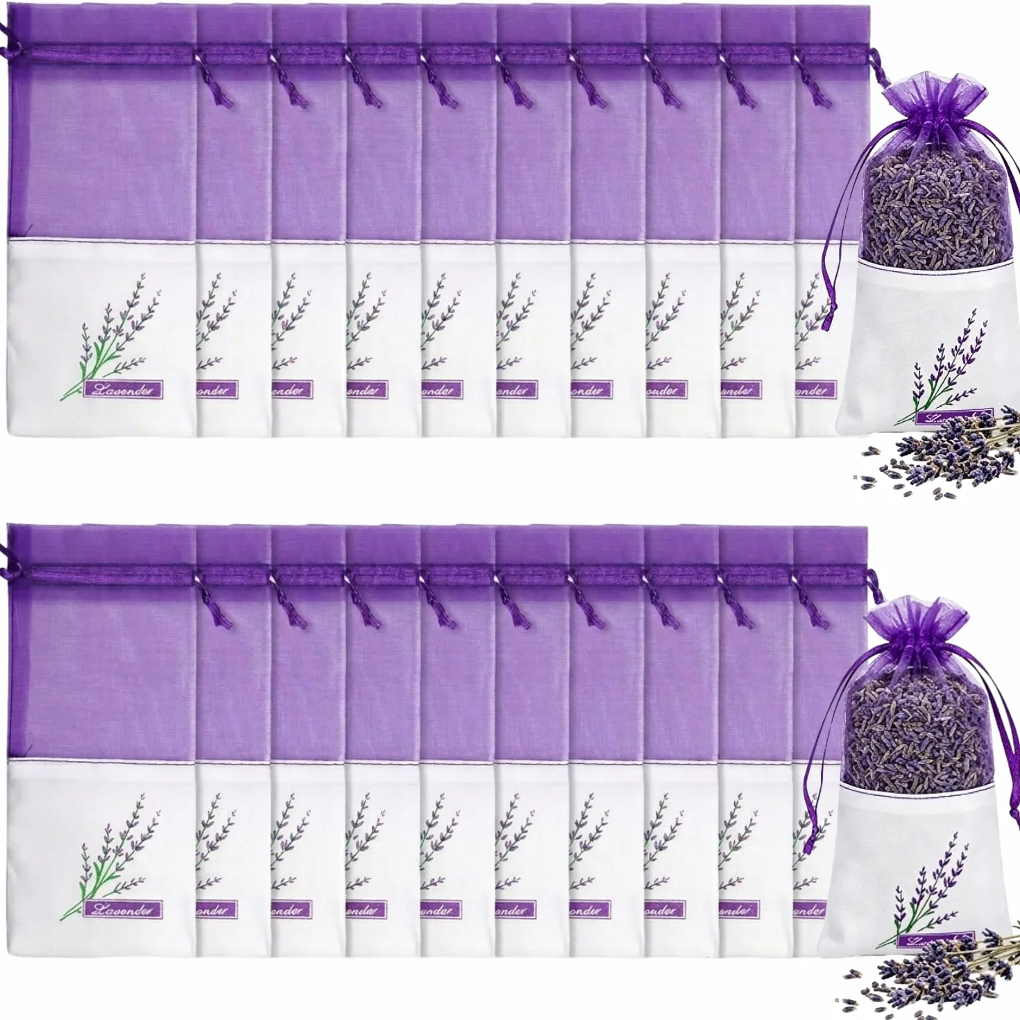 Sacs Lavande Cordon Lot de 20 Sachets Tissu Respirant Anti Mites Armoire