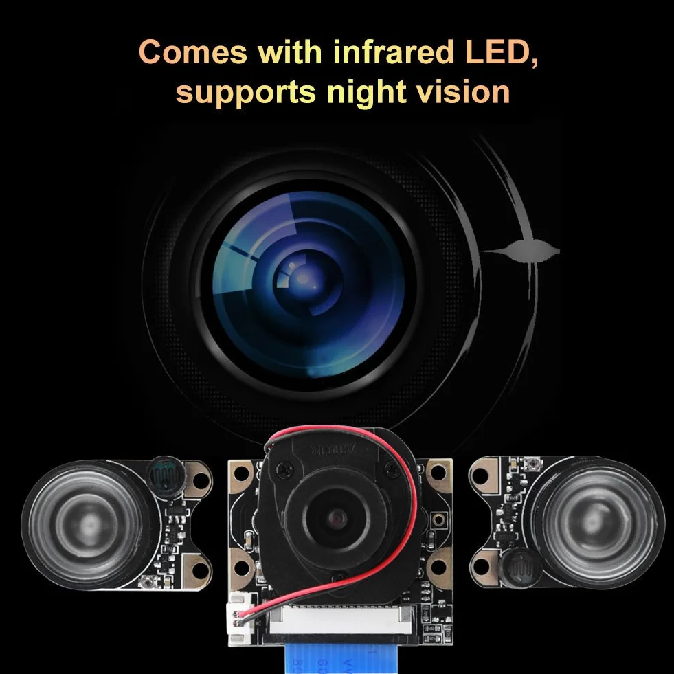 Topiky Mini Kamera na Podczerwień 5 MP - Ręczna Kamera Noktowizyjna z Regulacją Długości Ostrości, HD OV5647 1080p z 2 Diodami LED