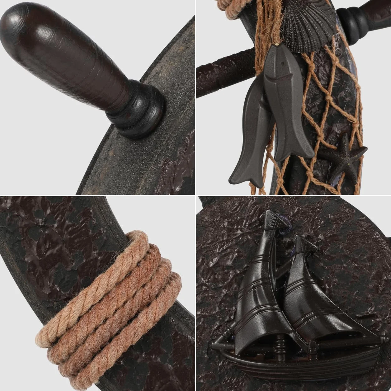 IMIKEYA Décoration Murale en Bois Forme Bateau Pirate - Volant Rustique - Ornement Nautique Suspendu Maison Bureau