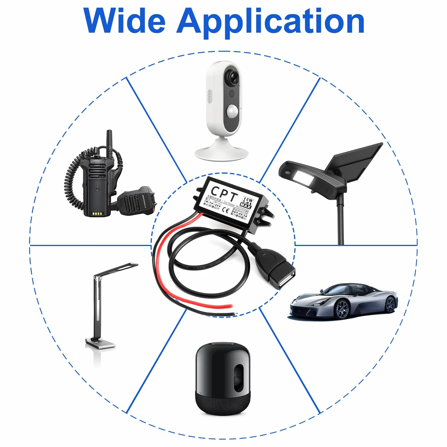 12 V na 5 V USB adapter do samochodu, konwerter DC DC Buck, regulator napięcia, 7 V-22 V, wejście USB 3 A 15 W, 12 V do motocykla, GPS, system monitoringu