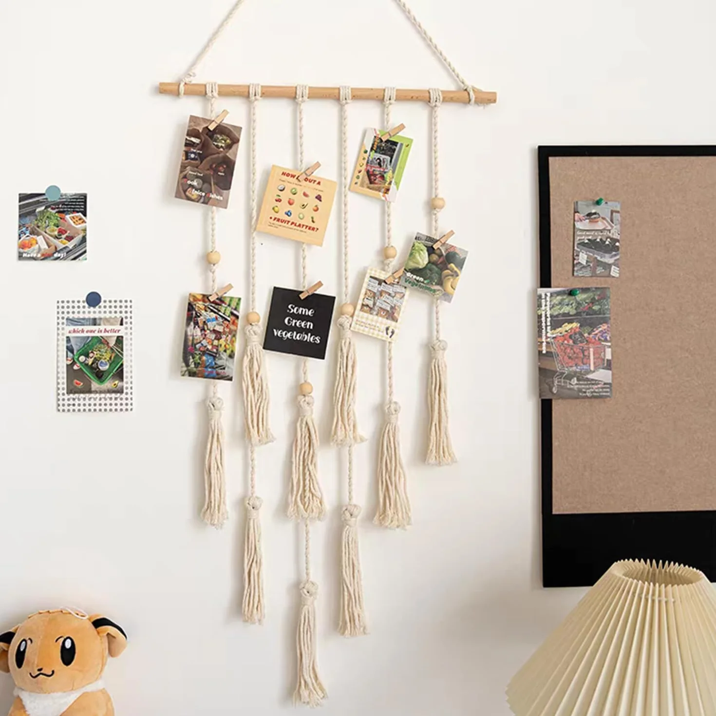Cadre photo macramé fait main avec franges - Décoration murale bohème pour chambre à coucher