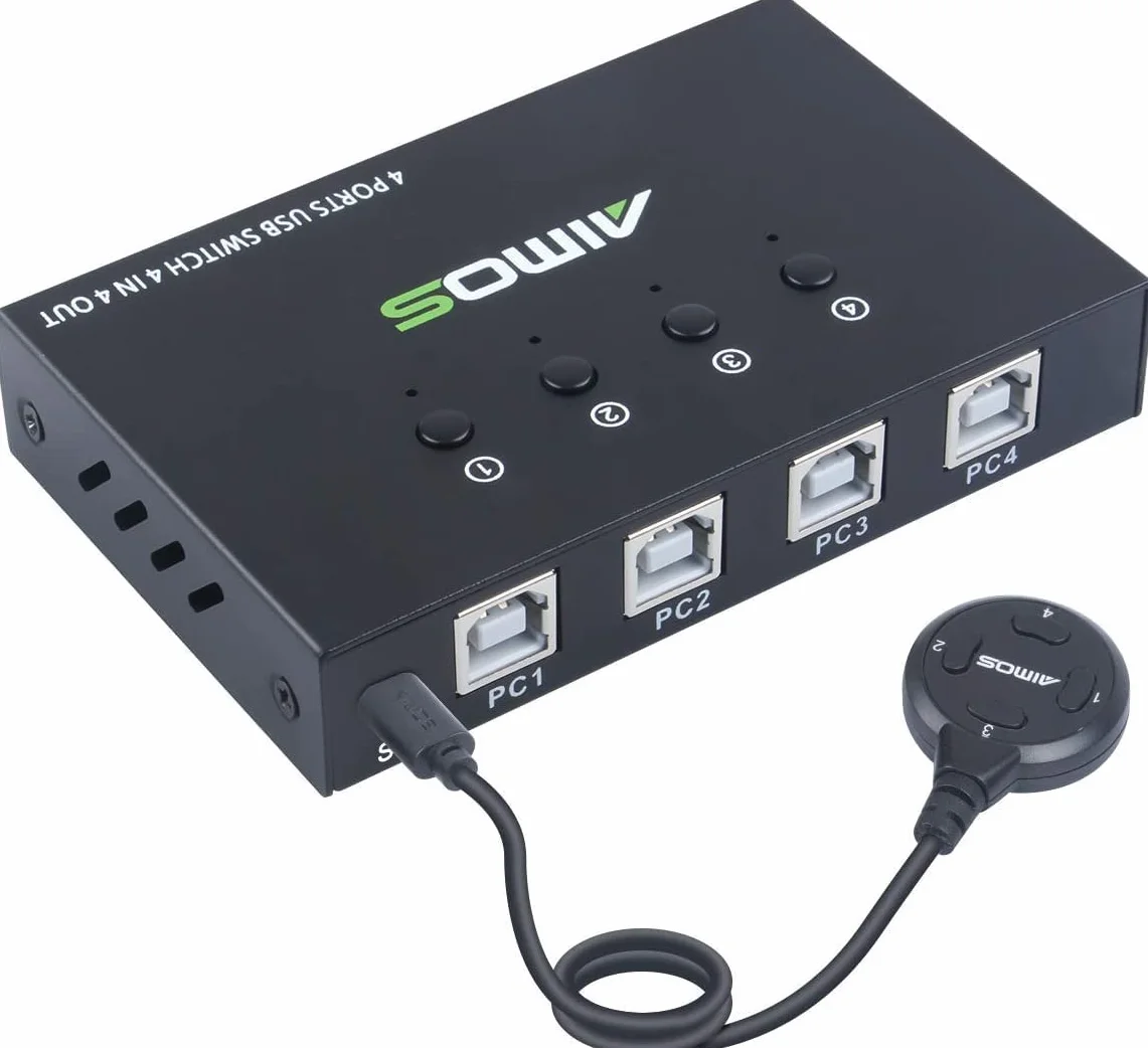 Zewnętrzny przełącznik USB 3.0 lub 2.0 Switcher Button z 4 klawiszami, 1,5 m