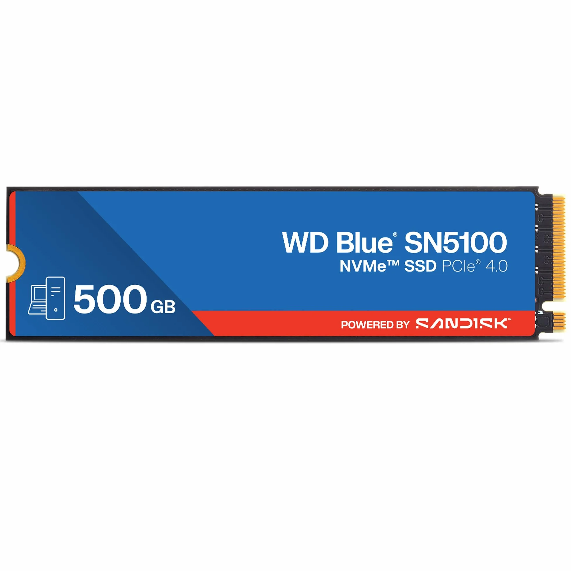 WD Blue SN5100 500 GB NVMe SSD (odczyt do 6 600 MB/s, M.2 2280, PCIe Gen 4.0, nCache 4.0, technologia Sandisk 3D CBA NAND, oprogramowanie do migracji danych Acronis True Image)
