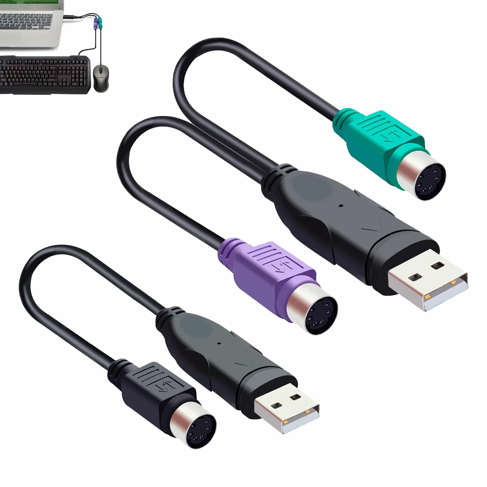 Adaptateur USB vers PS/2, Dual PS2 Femelle vers USB Mâle pour Clavier, Souris