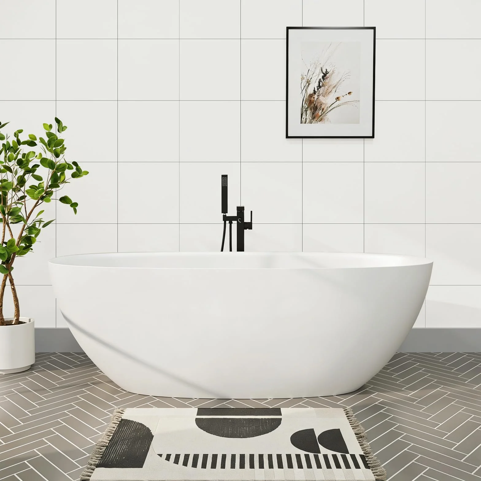 Abyssaly Carrelage Adhesif Mural PVC 30 x 30 cm 10 Pièces Blanc Pur Cuisine Salle de Bain