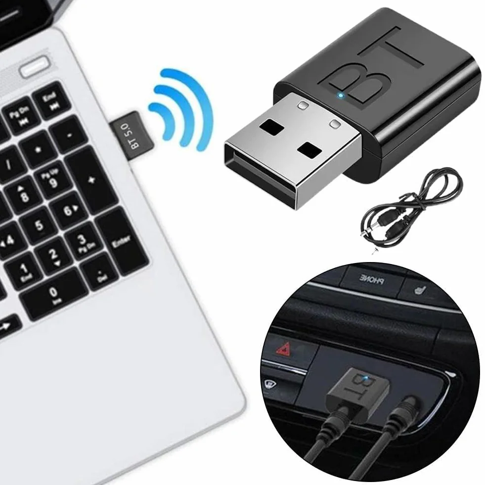 Odbiornik nadajnika USB Bluetooth 5.0, mini adapter audio, USB Bluetooth Bluetooth nadajnik odbiornik 5.0 samochód