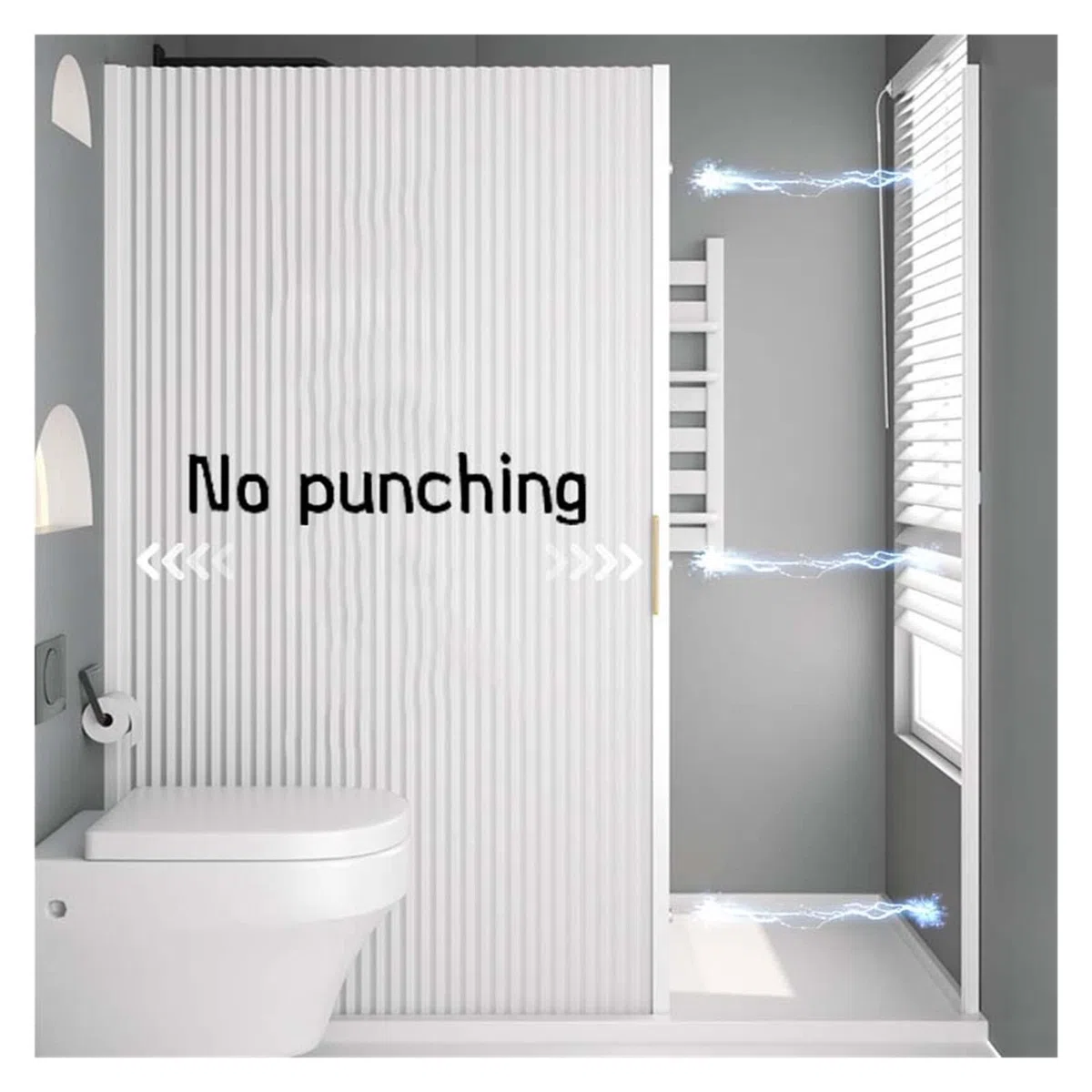 Paravent de séparation magnétique invisible pour salle de bain anti-moisissure non perforé pliable Noir 140 x 200 cm