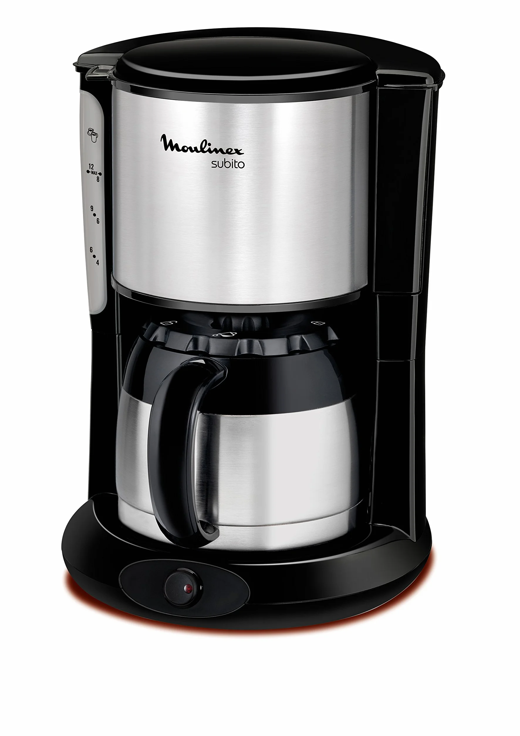 Moulinex FT360811 Cafetière Filtre Subito Isotherme 8-12 Tasses Verseuse Inox Anti-Goutte Maintien au Chaud 4 Heures 0.9l Café Noir