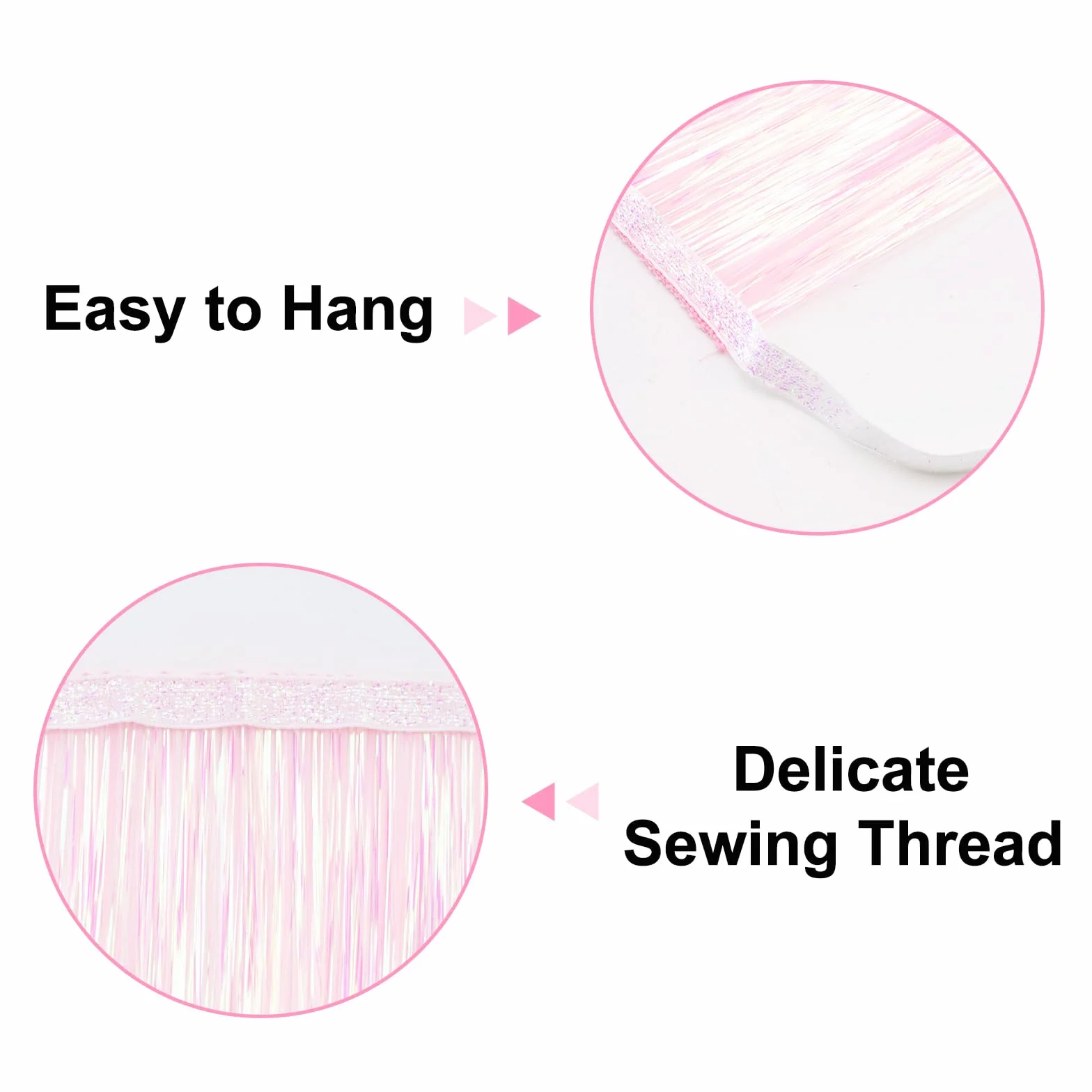 Guirlande à Franges Métallique Rose 20x200cm – Rideau Tinsel Brillant pour Décoration Fête