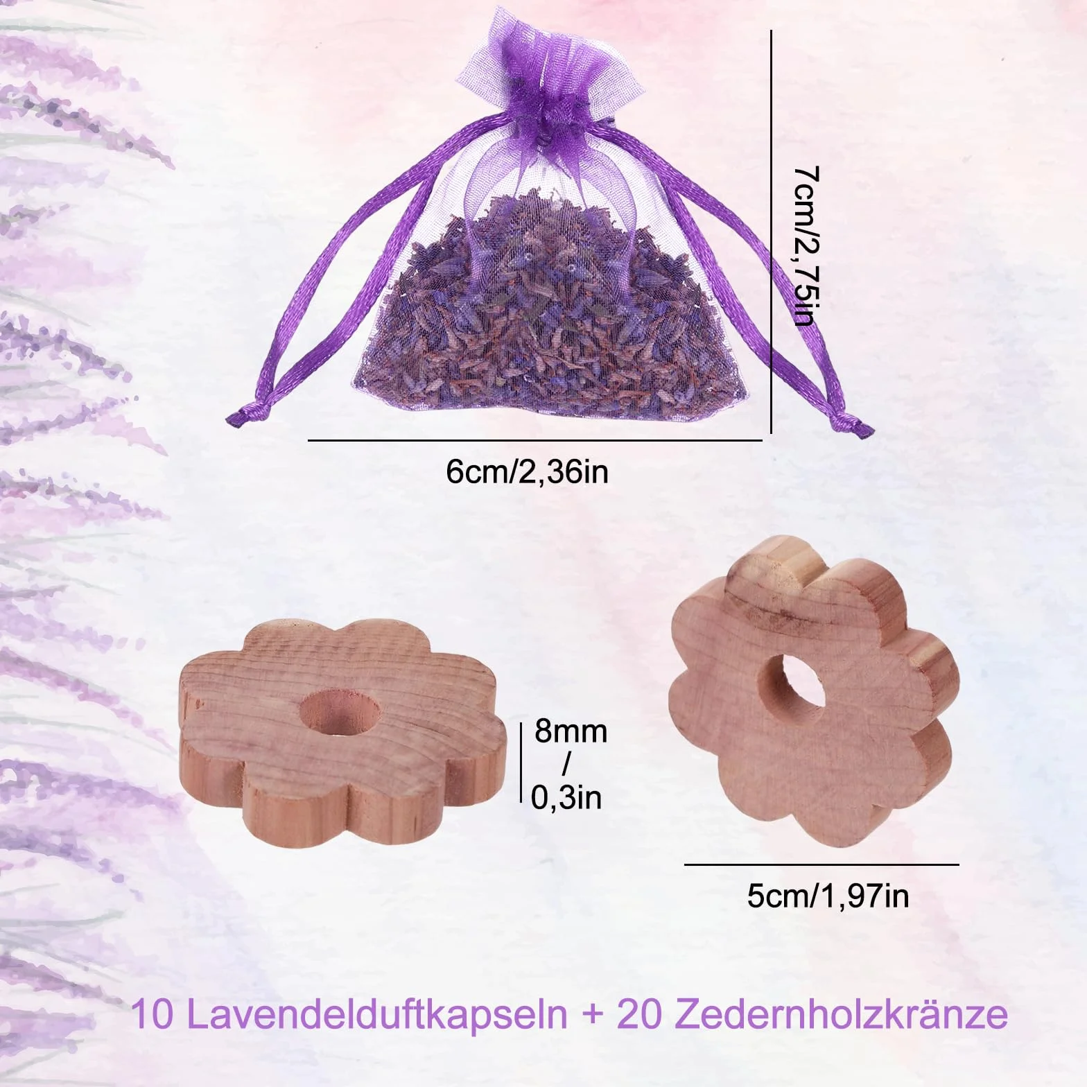 Lot de 10 sachets de lavande en bois de cèdre protection contre les mites pour armoire