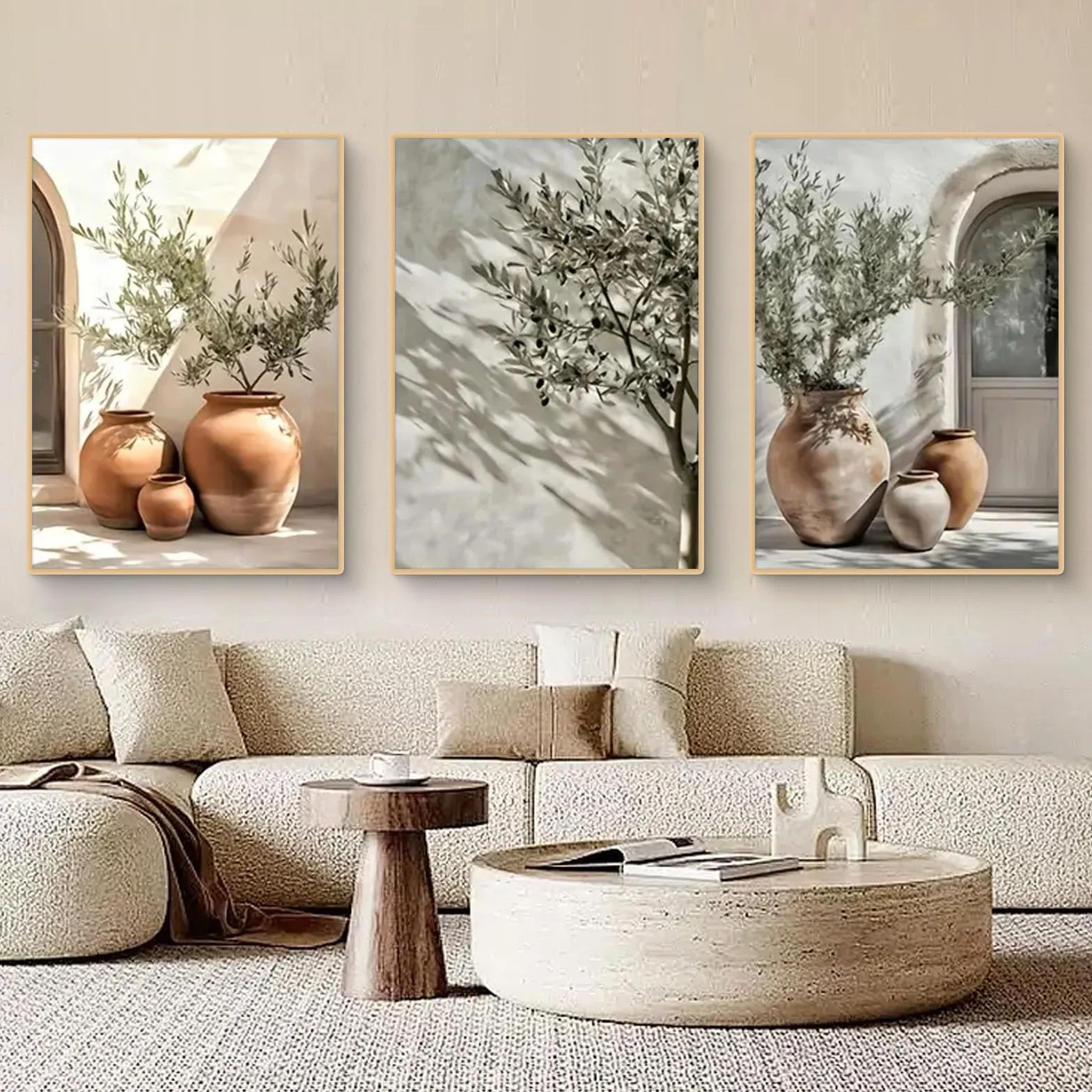 Ensemble de 3 images vintage d'Olivier, poster esthétique, plante en pot, décoration murale Italie Grèce, sans cadre 50x70cm