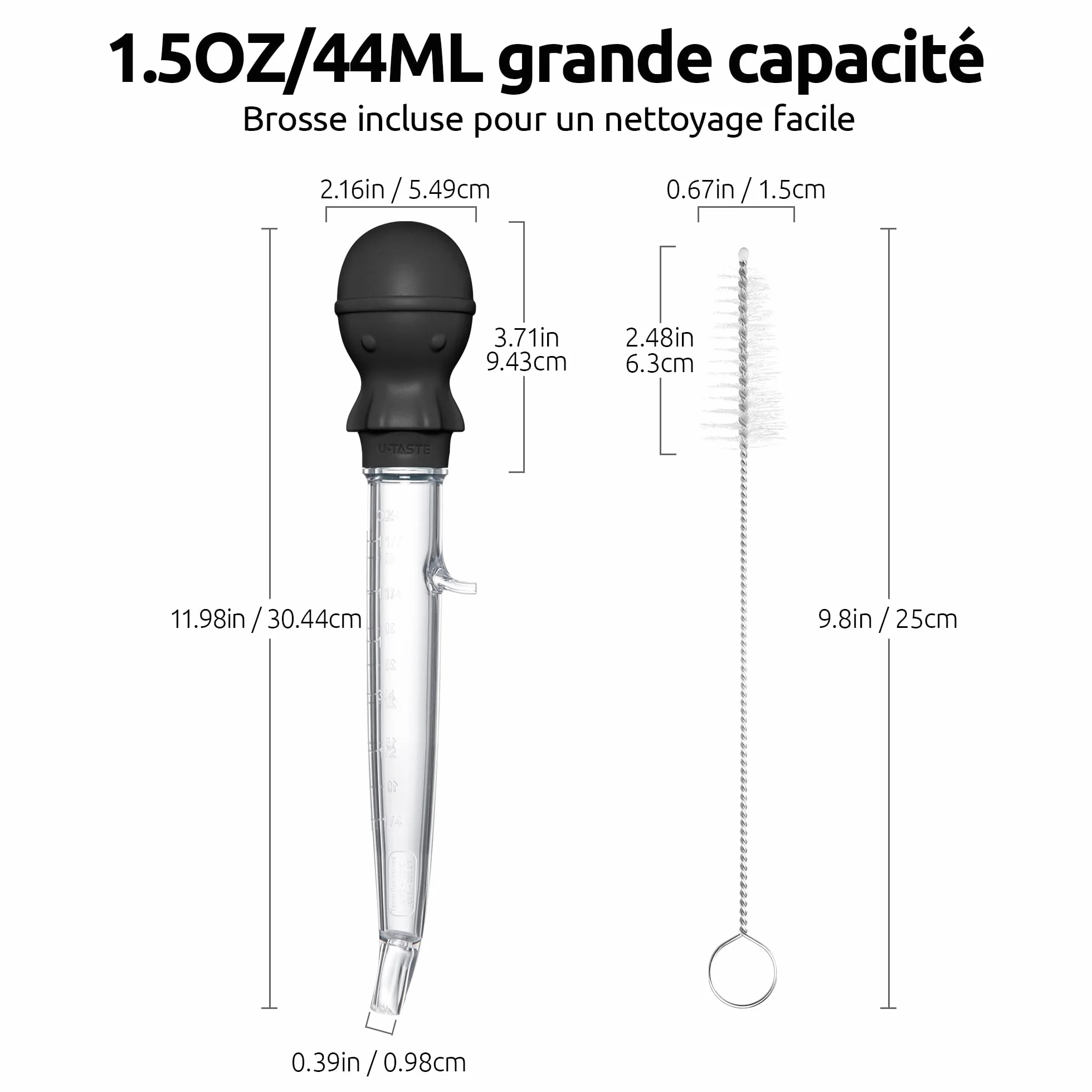 U-Taste Poire à dinde coudée 42,5 g Tritan silicone alimentaire noir