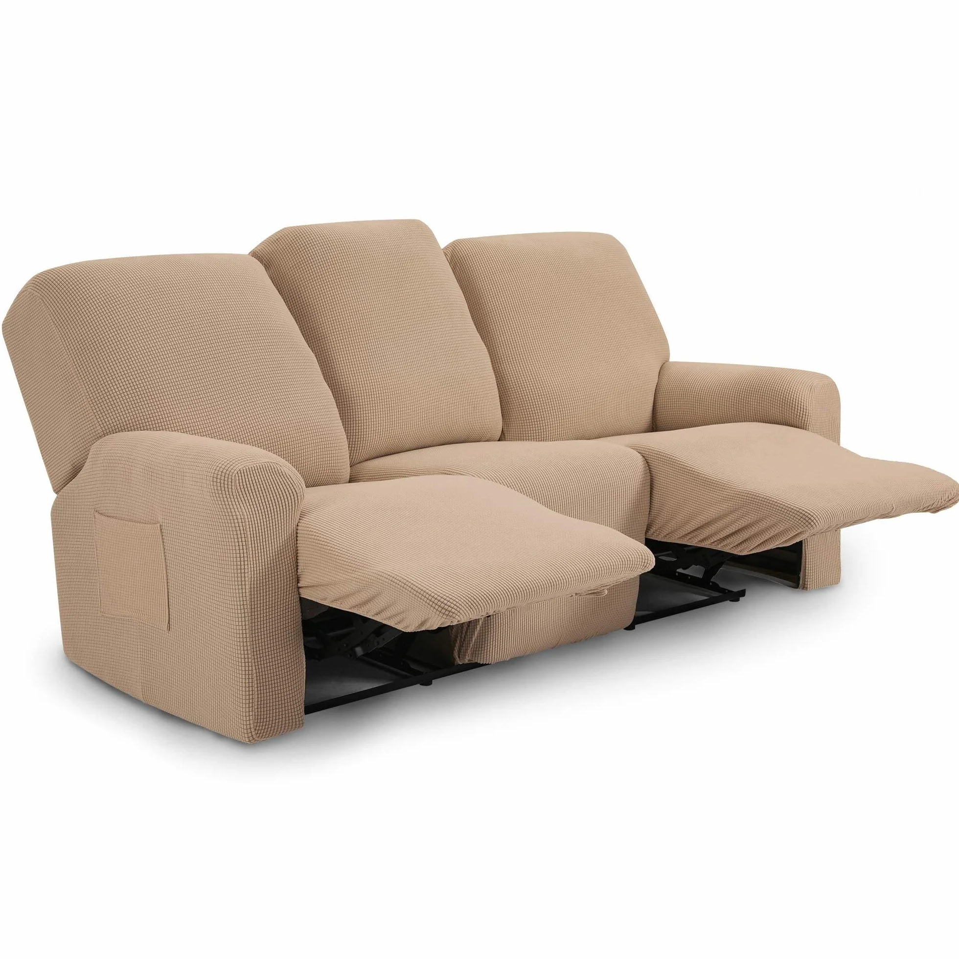 Housses de Fauteuils 1 Place Jacquard Housse de Canapé Extensible pour Canapé Relax Sable 3 Coussins
