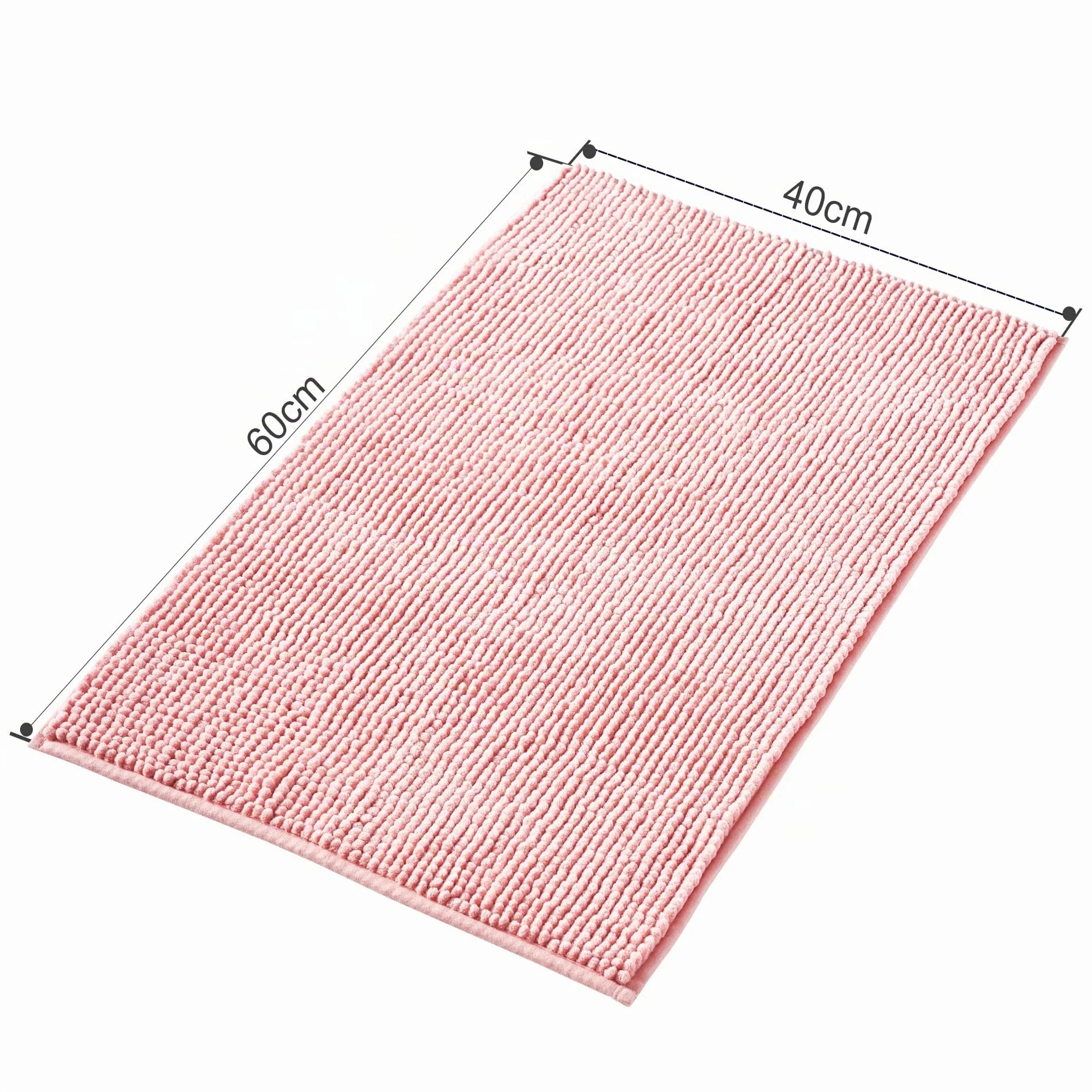 Decomira Tapis de Bain Antidérapant en Chenille 40x60 cm Rose Lavable en Machine Super Absorbant