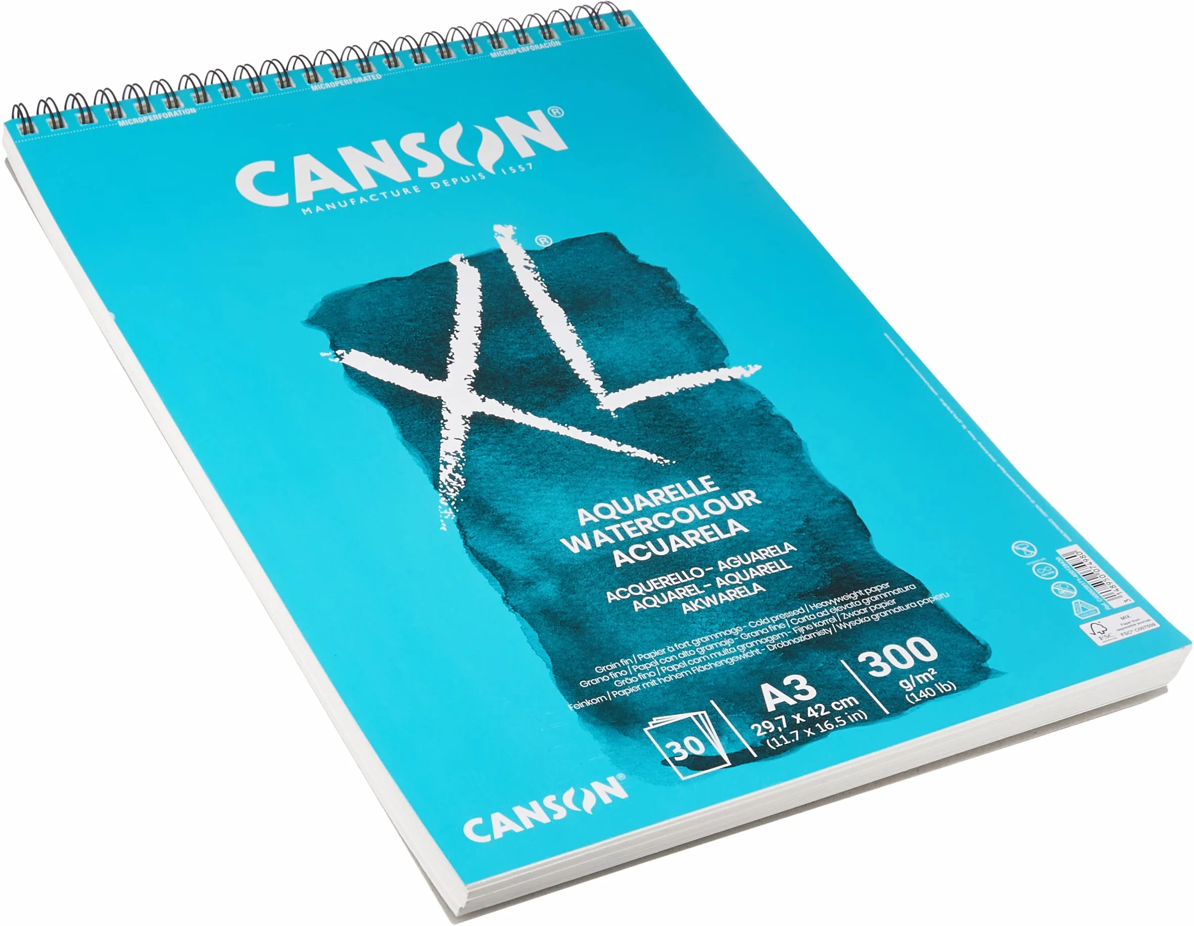 CANSON XL Aquarelle Album spiralé A3 300g/m² 30 feuilles Blanc