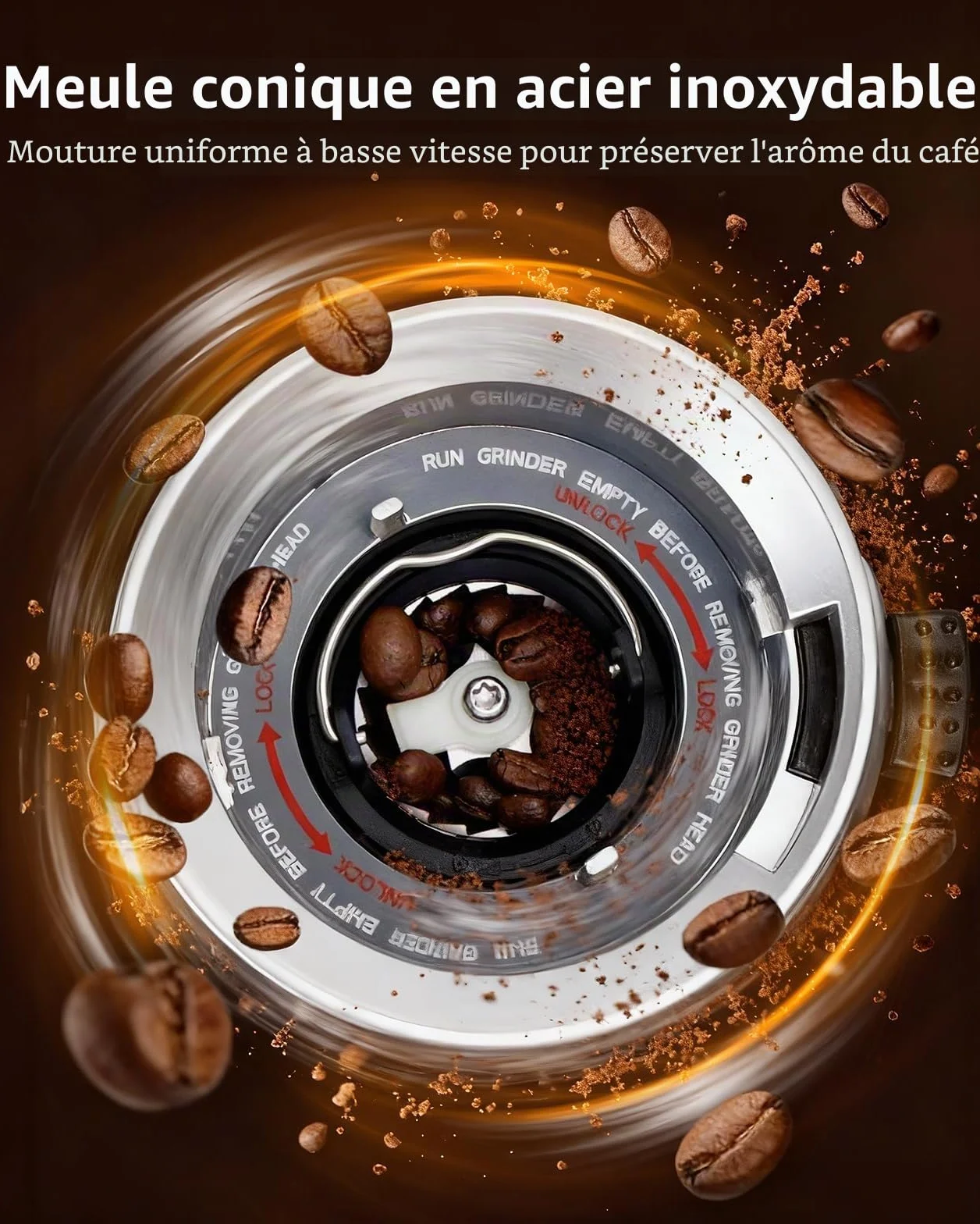 Aigostar Moulin à Café Electrique Conique, 52 Réglages de Meulage, Coffee Grinder Electrique Pour Expresso, Broyeur Cafe Grain Professionnelle Avec Affichage Numérique Précis, Acier Inoxydable, Argent