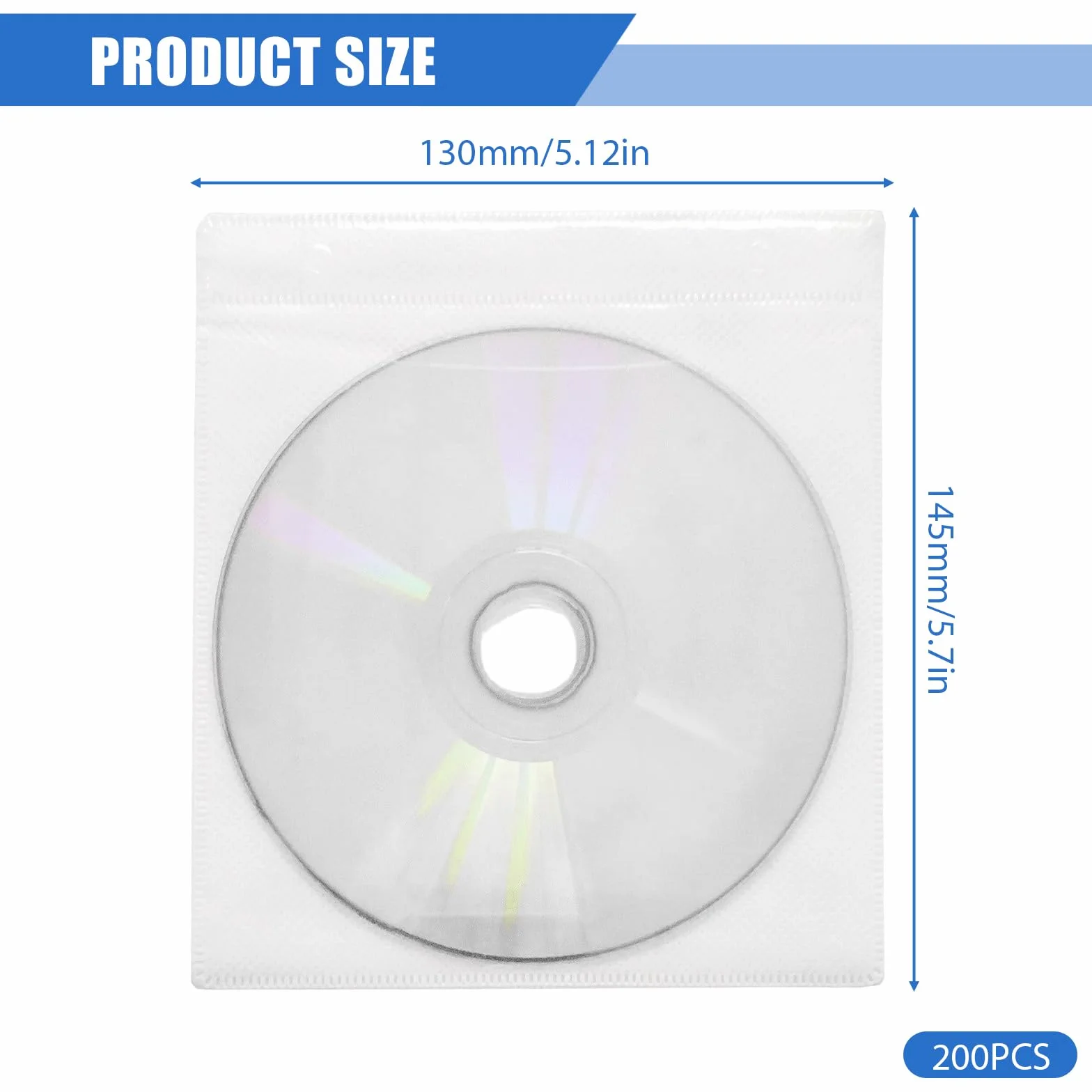 Boîtiers de rangement pour CD/DVD - Double face - Plastique standard - Blanc - Lot de 200