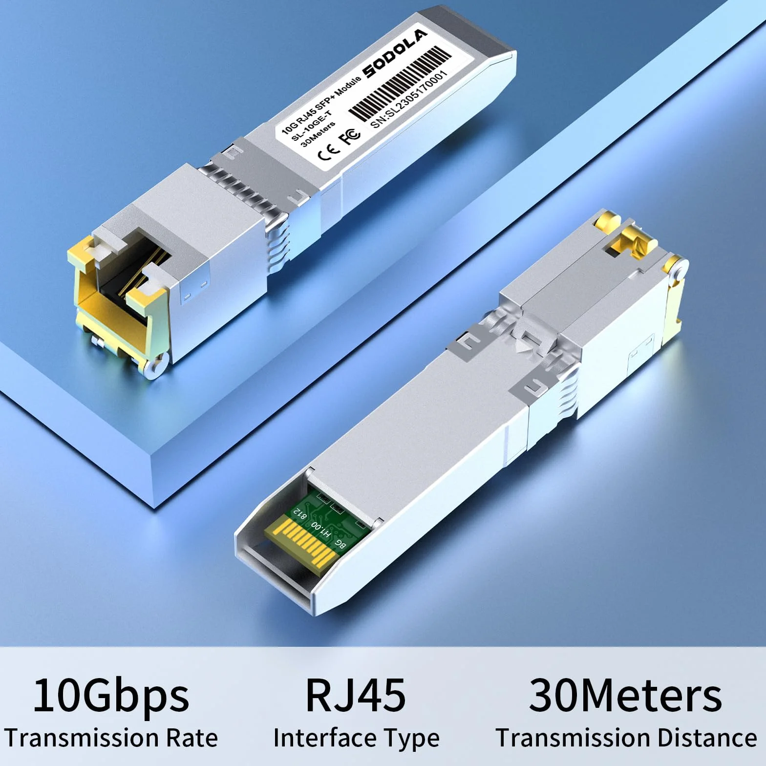 Moduły 10GBase-T RJ45 SFP+ 10G SFP+ RJ-45 miedziany nadajnik do SODOLA, SFP na Ethernet, Plug and Play, Hot Pluggable, do 30 m odległości, miedziane moduły SFP (1 opakowanie)