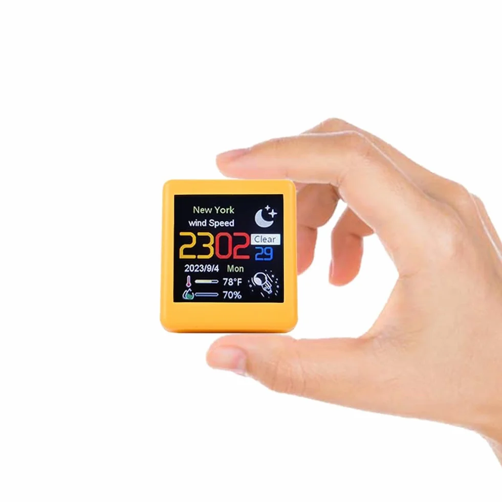 Intelligente Horloge de Station Météo WiFi avec Animations GIF, DéCoration de Bureau
