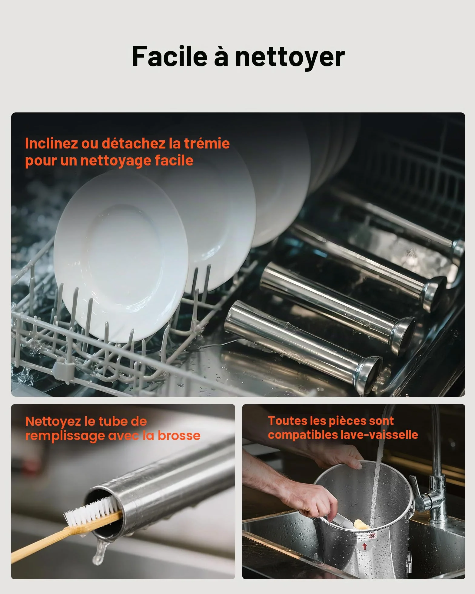 VEVOR Poussoir à Saucisses Électrique 10 L, Machine à Saucisses Verticale en Acier Inoxydable, pour Saucissons Restaurant Supermarché Boucherie, Réglage Continu de la Vitesse, 4 Tubes de Remplissage
