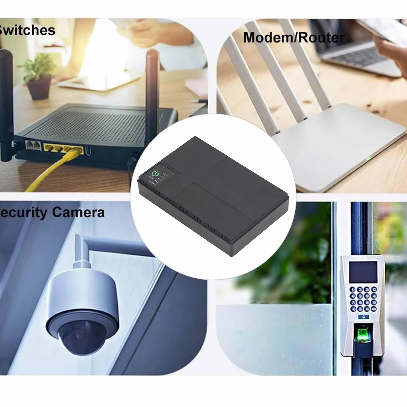 Zasilacz Awaryjny 10400mAh UPS Podtrzymanie Bateryjne, 5V 9V 12V 2A POE 15V 24V 1A Zasilacz Wyjściowy do Routera, Modemu, Kamery Bezpieczeństwa (Wtyczka UE)