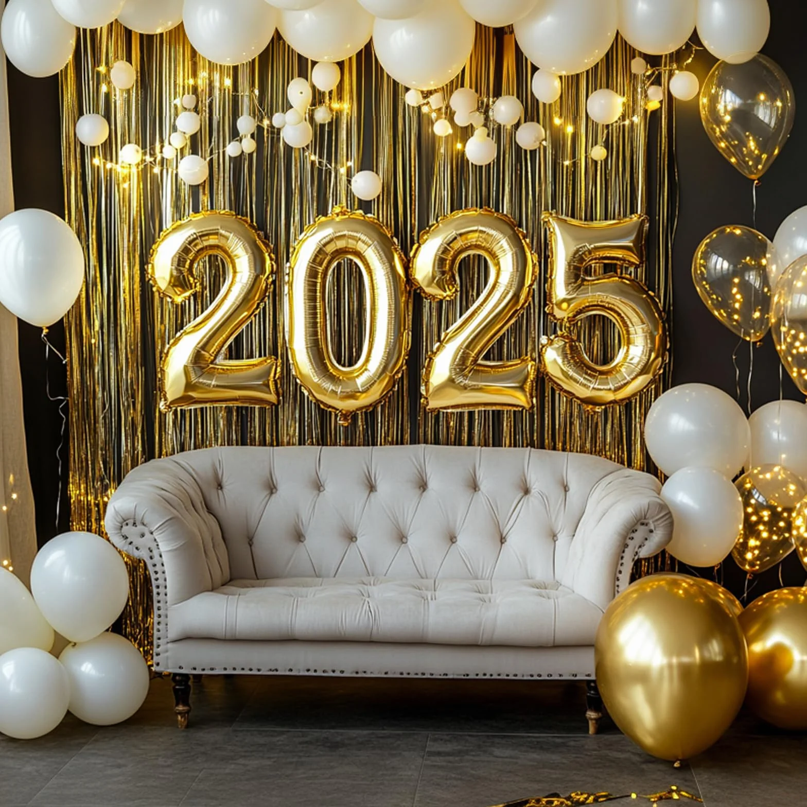 PartyWoo 3 Pièces Rideau Frange Anniversaire Or Aluminium Métallique Brillant Tinsel Shimmer Décoration Fête Toile de Fond 1x2m