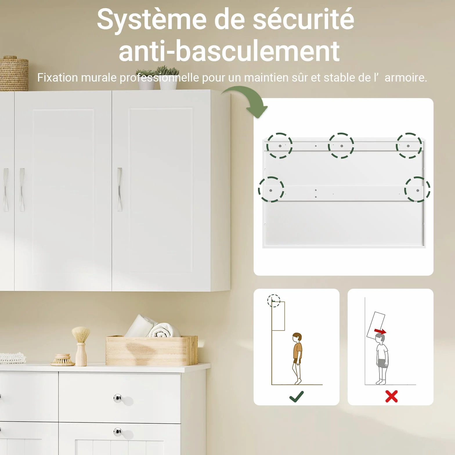 SoBuy Meuble Haut Salle de Bain Blanc Armoire Murale Salle de Bain avec Étagères Réglables Étagère Murale et Meuble WC Suspendu Placard Cuisine Mural et Armoire Pharmacie Murale 90x30x60 cm FRG231-L-W