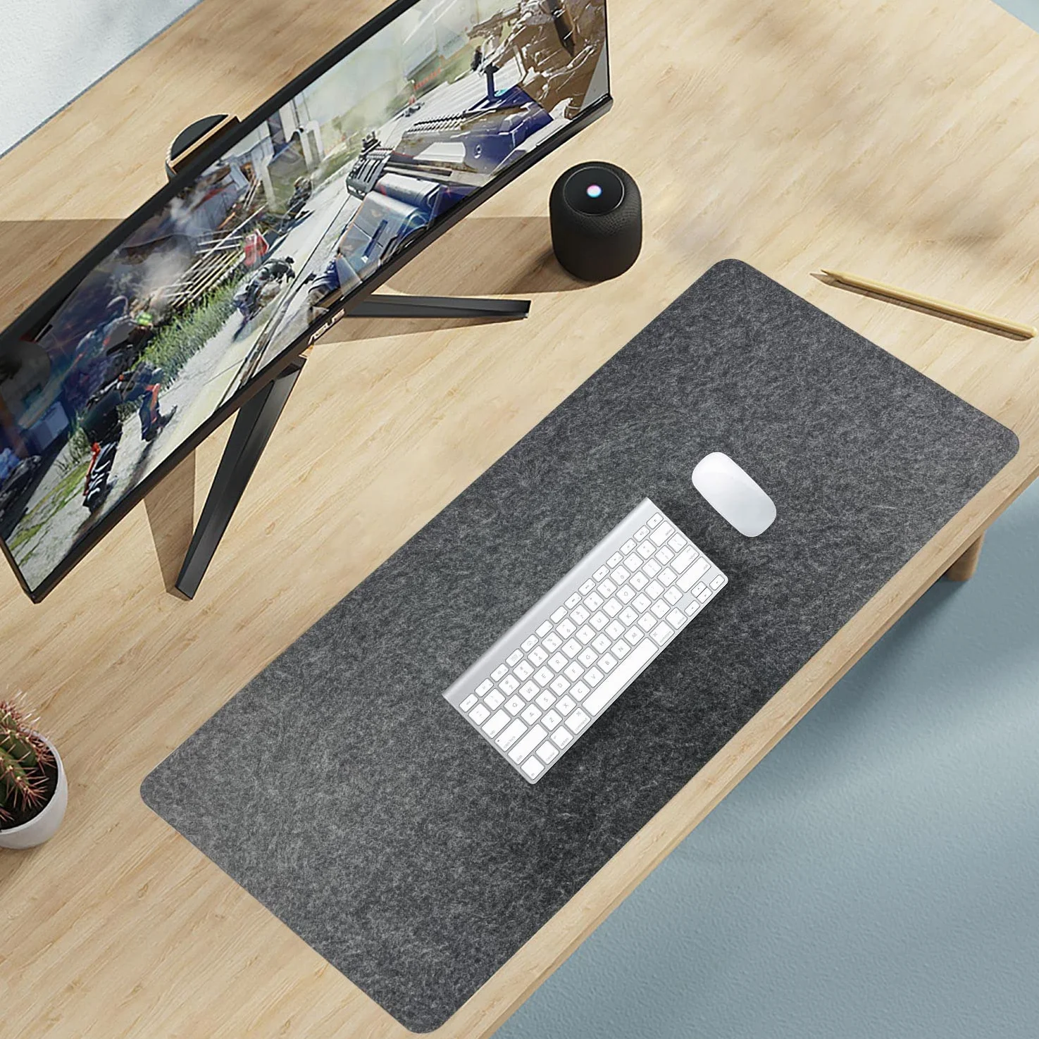 DAWNTREES Tapis de Bureau en Feutre Grand Tapis de Souris pour Clavier et Souris Gris foncé