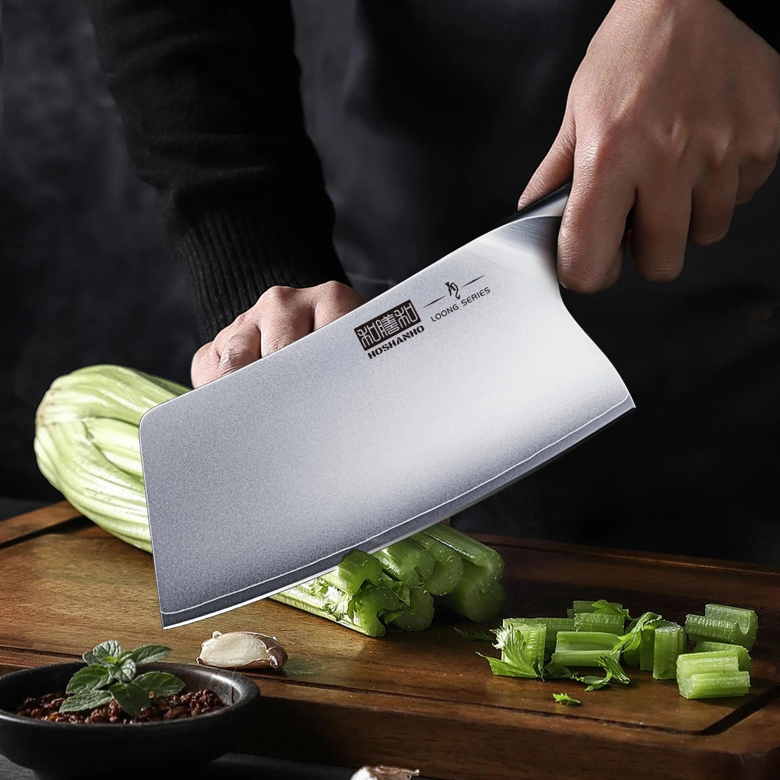 HOSHANHO Feuille de Boucher, 18cm Couteau de Chef de Cuisine Acier Inoxydable, Couteau de Cuisine Chinois, Couperet de Cuisine Japonais Couteaux Cuisine Tranchant Adapté aux Fruits, Légumes et Viande