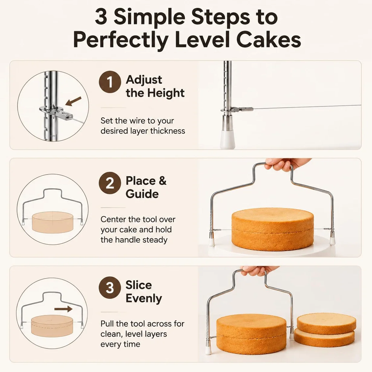 Coupe-Gâteau Réglable Acier Inoxydable Fil Précision Outil Pâtisserie Layer Cake Génoise
