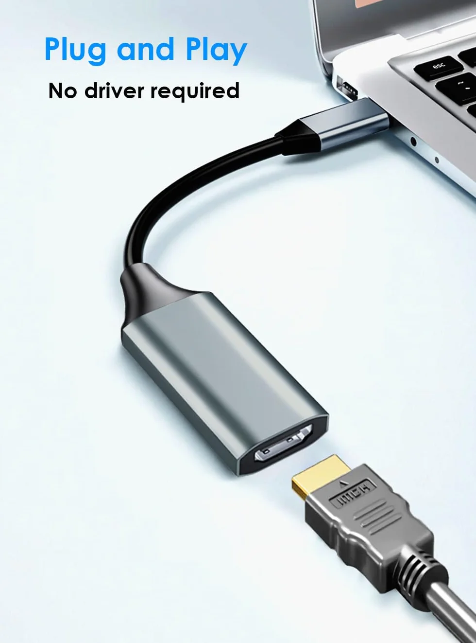 Mepsies Adapter USB C na HDMI 4K, Konwerter USB typu C na HDMI, Kompatybilny z iPhone 17/16/15, Galaxy S25 S24 S23 A56 A36 A16 A15, MacBook Pro/Air, Dell XPS 13/14/15, Surface i innymi