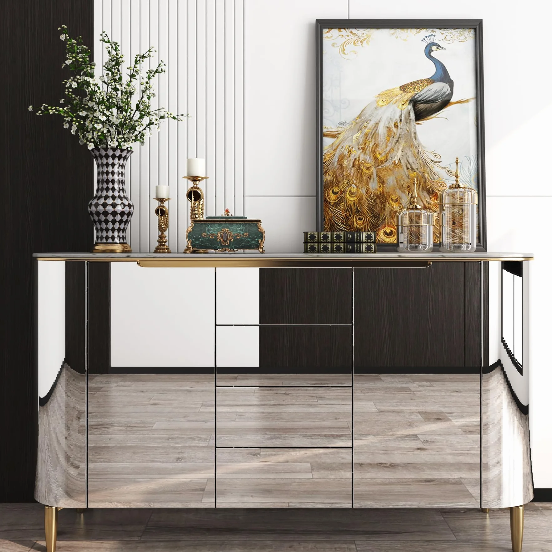 Yenhome Film Miroir Adhésif 40×300cm Autocollant Vinyle Argenté Décoratif Cuisine Salle de Bain