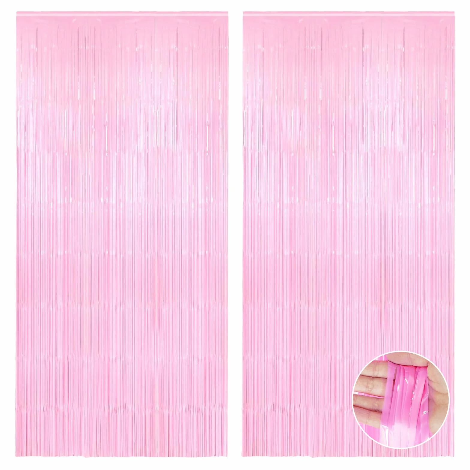 Rideau Métallique de Frange Rose 2 Pièces 1x2m Scintillants Décoration Anniversaire Mariage