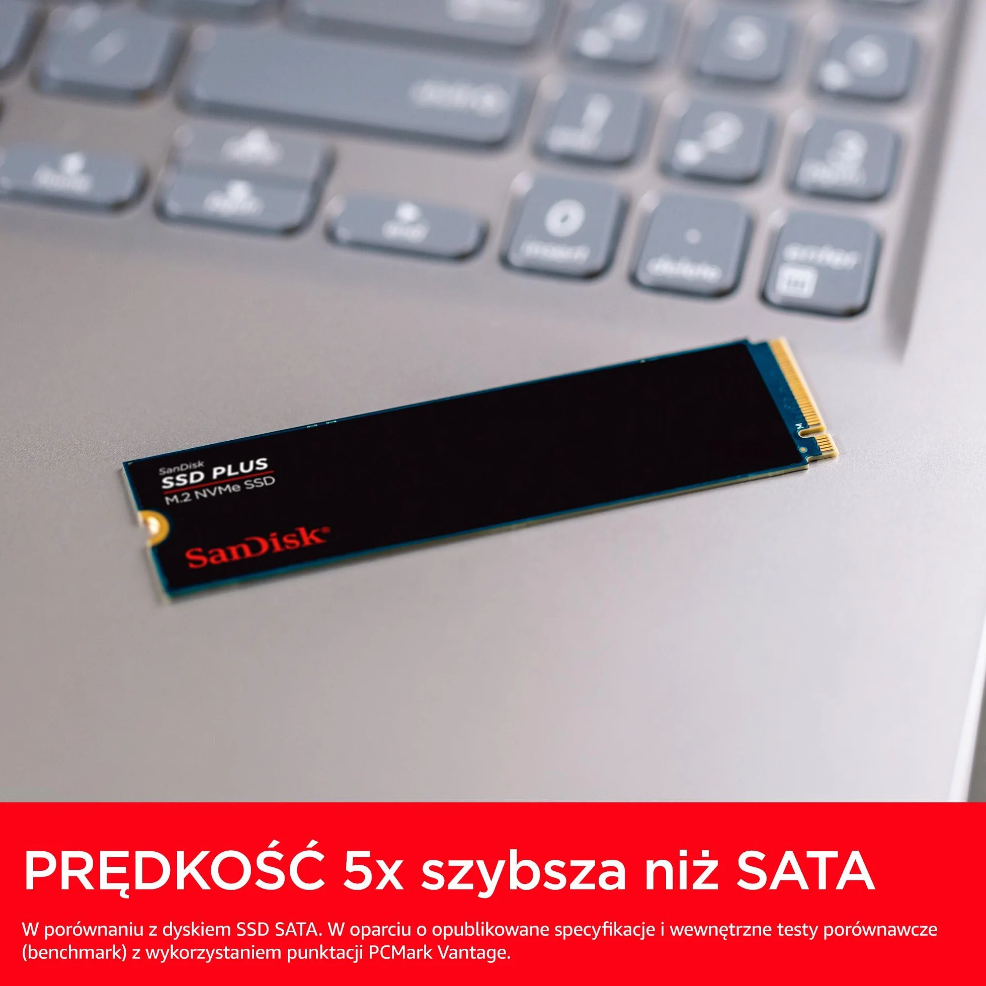 SanDisk SSD Plus 500 GB M.2 NVMe SSD, wewnętrzny SSD, PCIe Gen 3, M.2 2280, łatwa instalacja, 3 lata