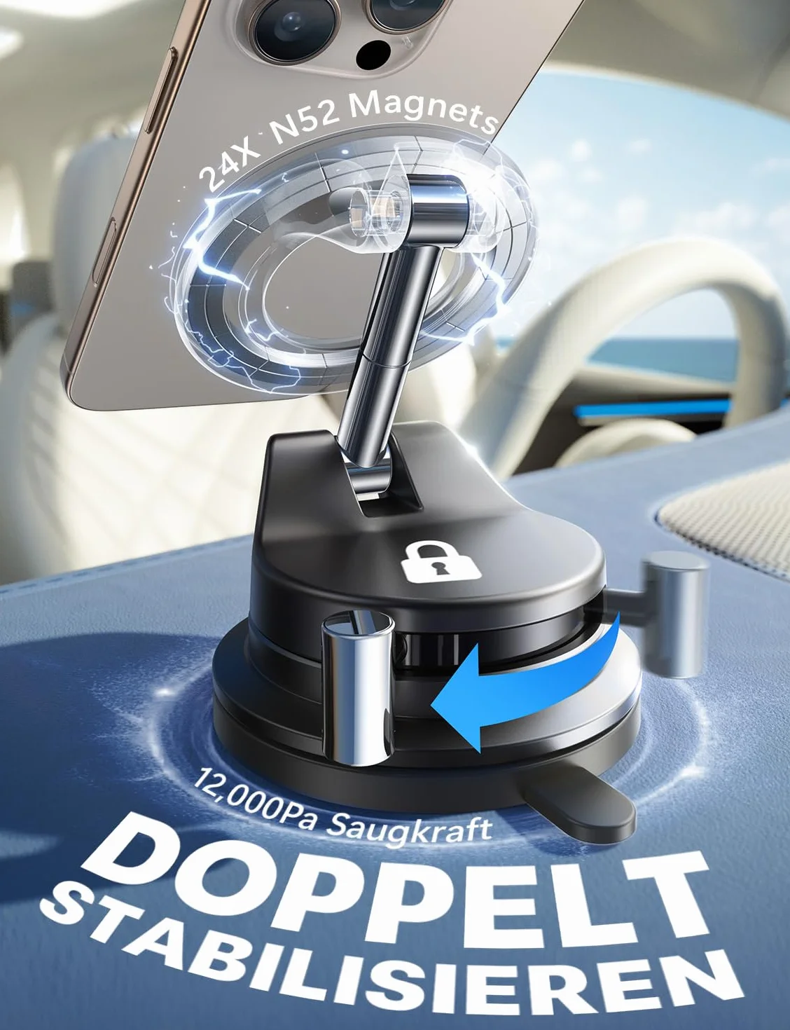 LISEN Dla Magsafe Car Mount Próżniowy Uchwyt Magnetyczny Do Telefonu Samochodowego [95% Adsorpcja] Akcesoria Samochodowe Uchwyt Do Zasysania Paneli Rozdzielczej Dla iPhone 16 15 14 13 12 Pro Max