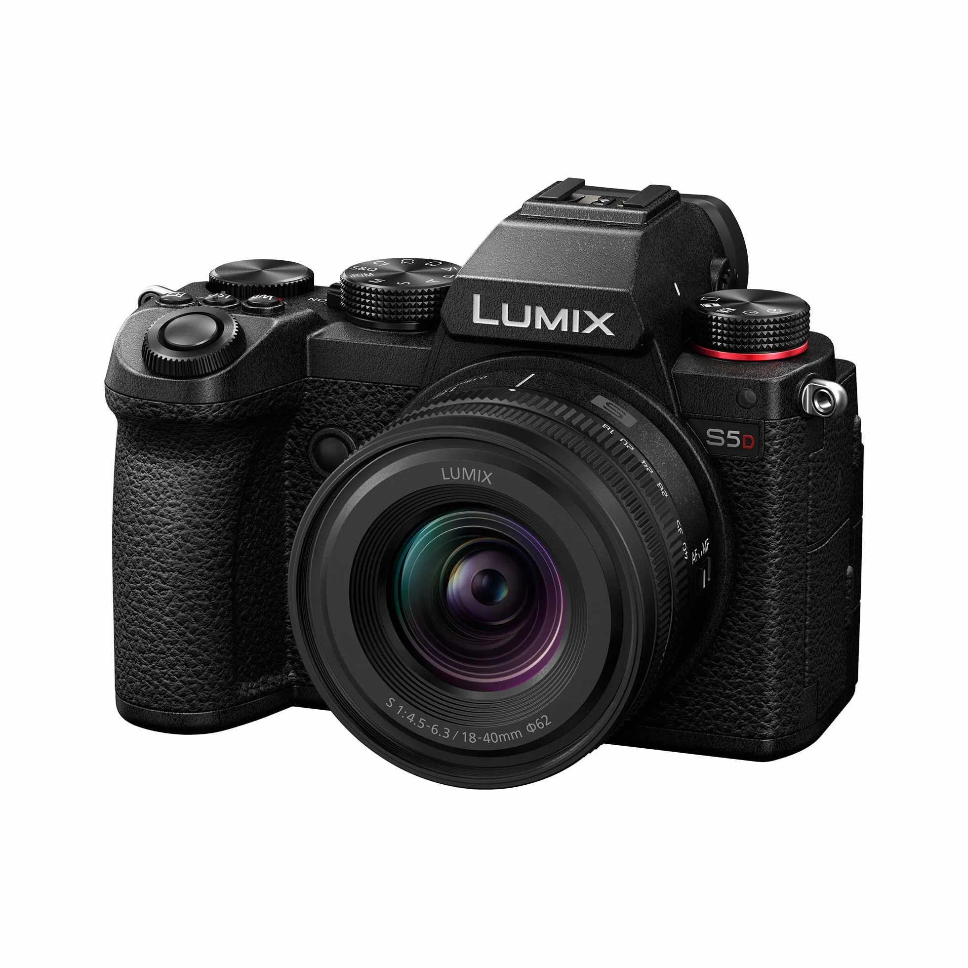 Panasonic Lumix S5D, Pełnoklatkowy Bezlusterkowy Korpus Aparatu, z Obiektywem S-R1840E 18-40mm, 24.2MP, 4K 60P Nagrywanie, Live View Finder, Monitor z Wolnym Kątem, Wi-Fi, Bluetooth, Czarny