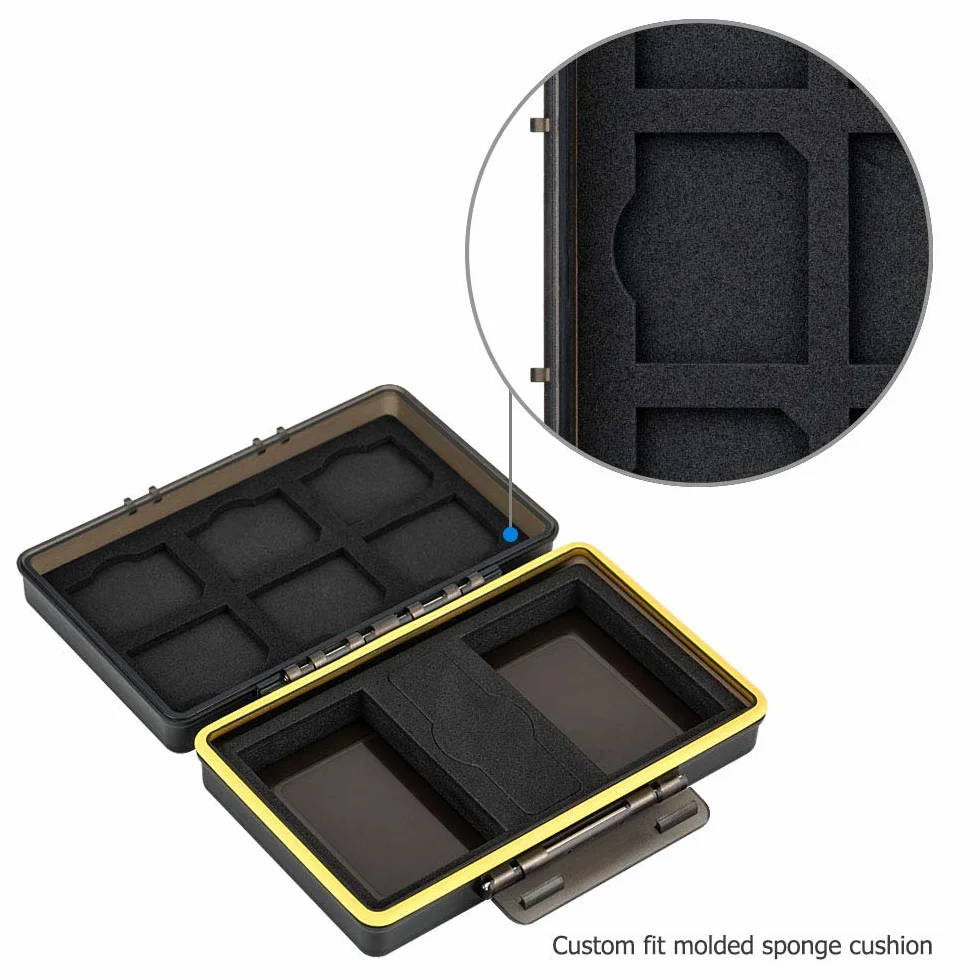 JJC Etui na karty pamięci SD odpowiednie do 6 kart SD i 2 baterii Canon LP-E6 LP-E8 LP-E12 LP-E17 NB-13L / Sony NP-FZ100 NP-FW50 NP-BX1 / Fujifilm NP-W126 NP-W126S NP-95 / Nikon EN-EL15 EN-EL1 4