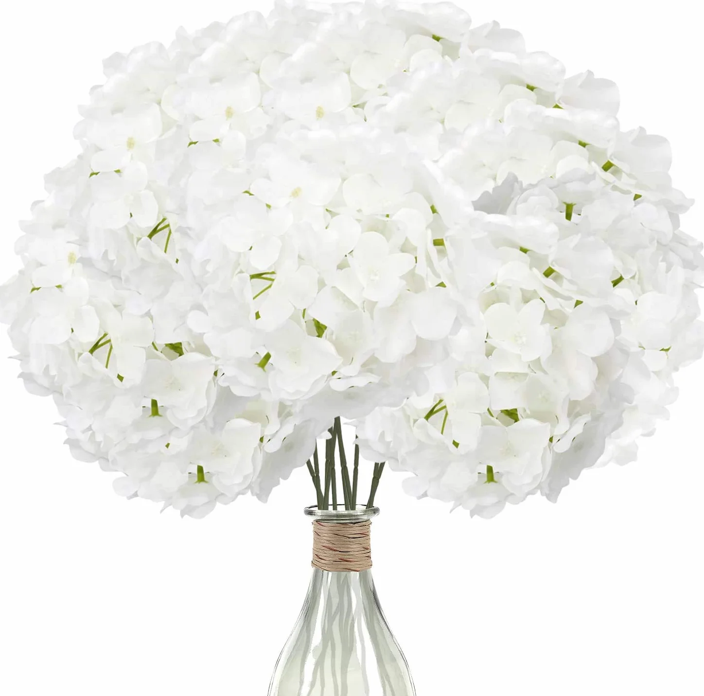 Hortensias Artificiels 12pcs Têtes de Fleurs avec Tiges pour Bouquets de Mariage Mariée