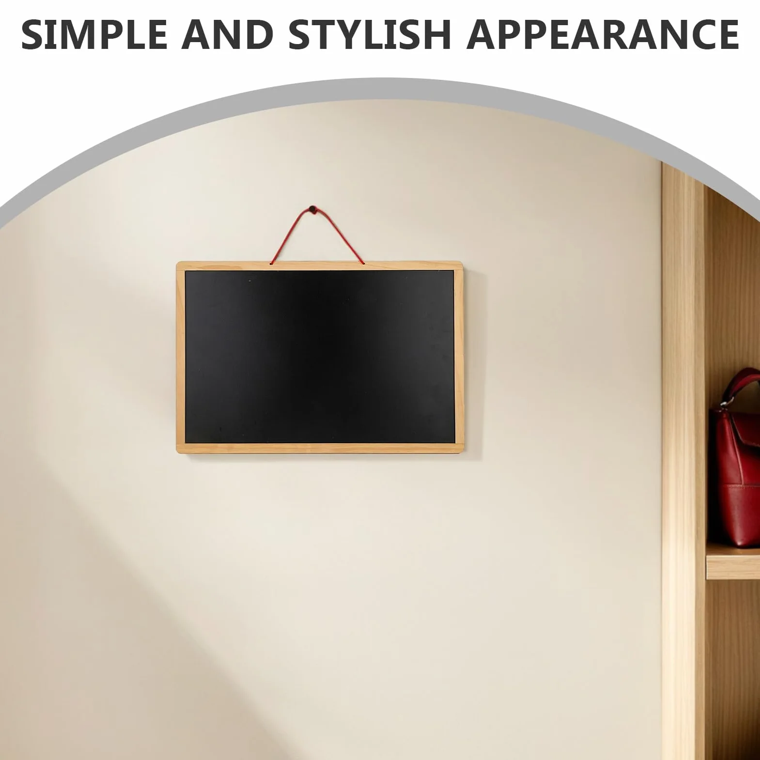Tableau Noir Double Face Bois avec Corde Suspendue pour Notes et Messages
